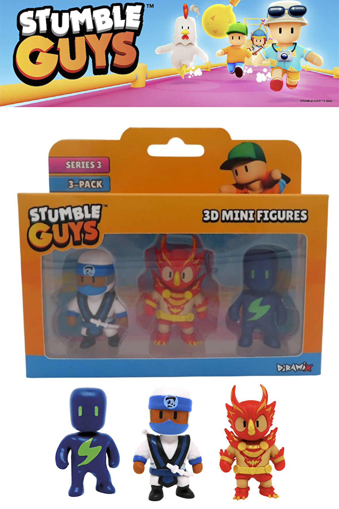 Stumble Guys 3 lü Mini Figür Seti Seri 3 - 5 CM - Model 2