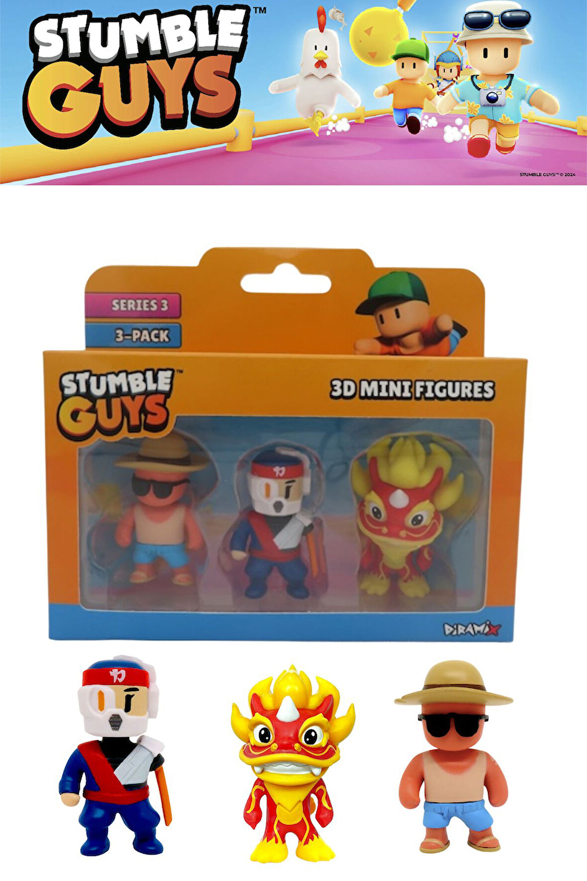 Stumble Guys 3 lü Mini Figür Seti Seri 3 - 5 CM - Model 4
