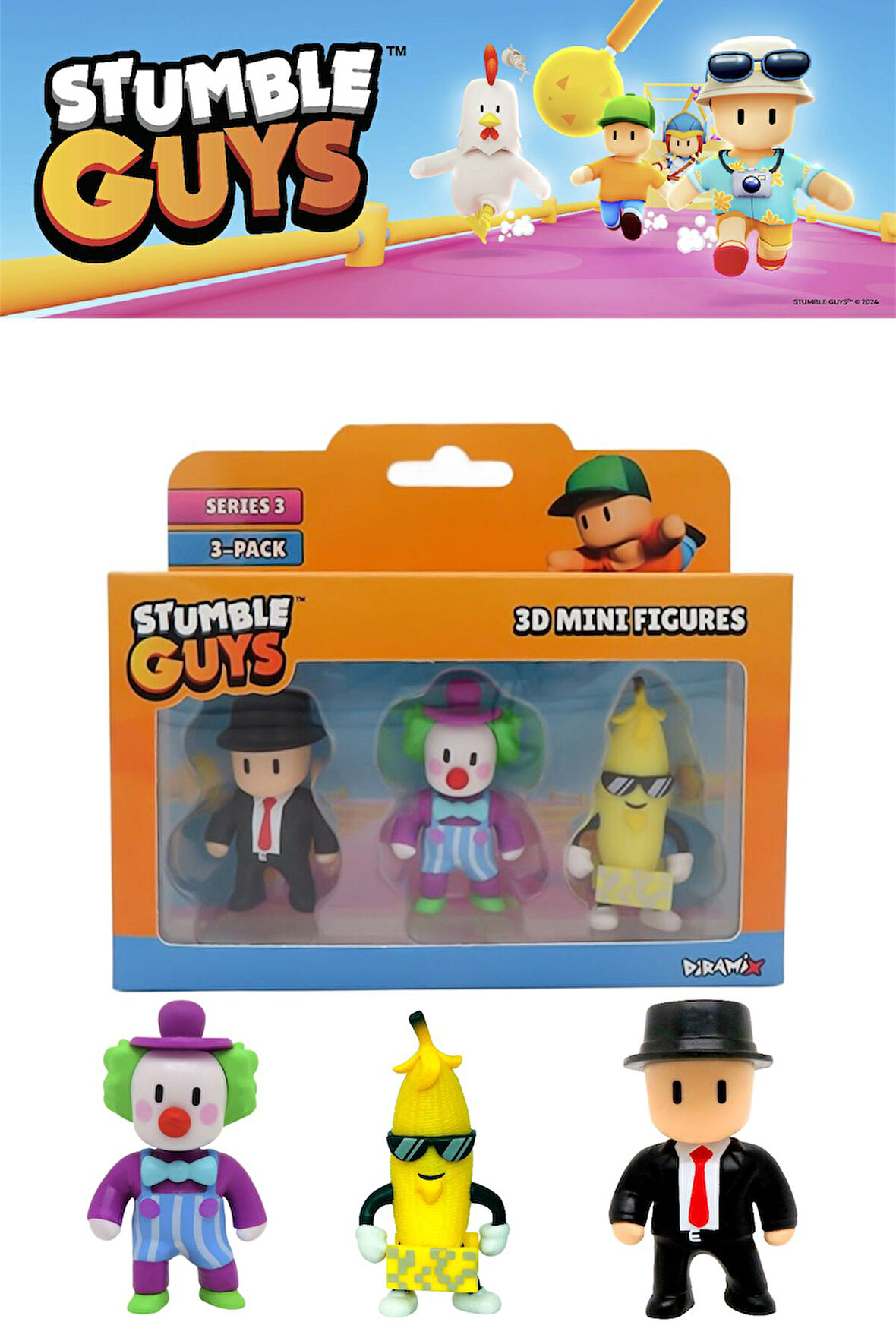 Stumble Guys 3 lü Mini Figür Seti Seri 3 - 5 CM - Model 5