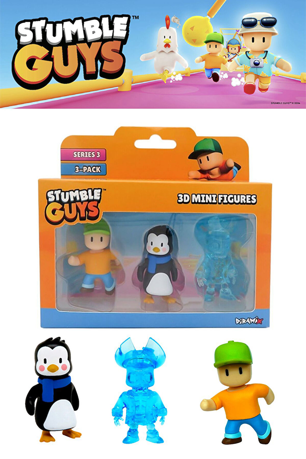 Stumble Guys 3 lü Mini Figür Seti Seri 3 - 5 CM - Model 6