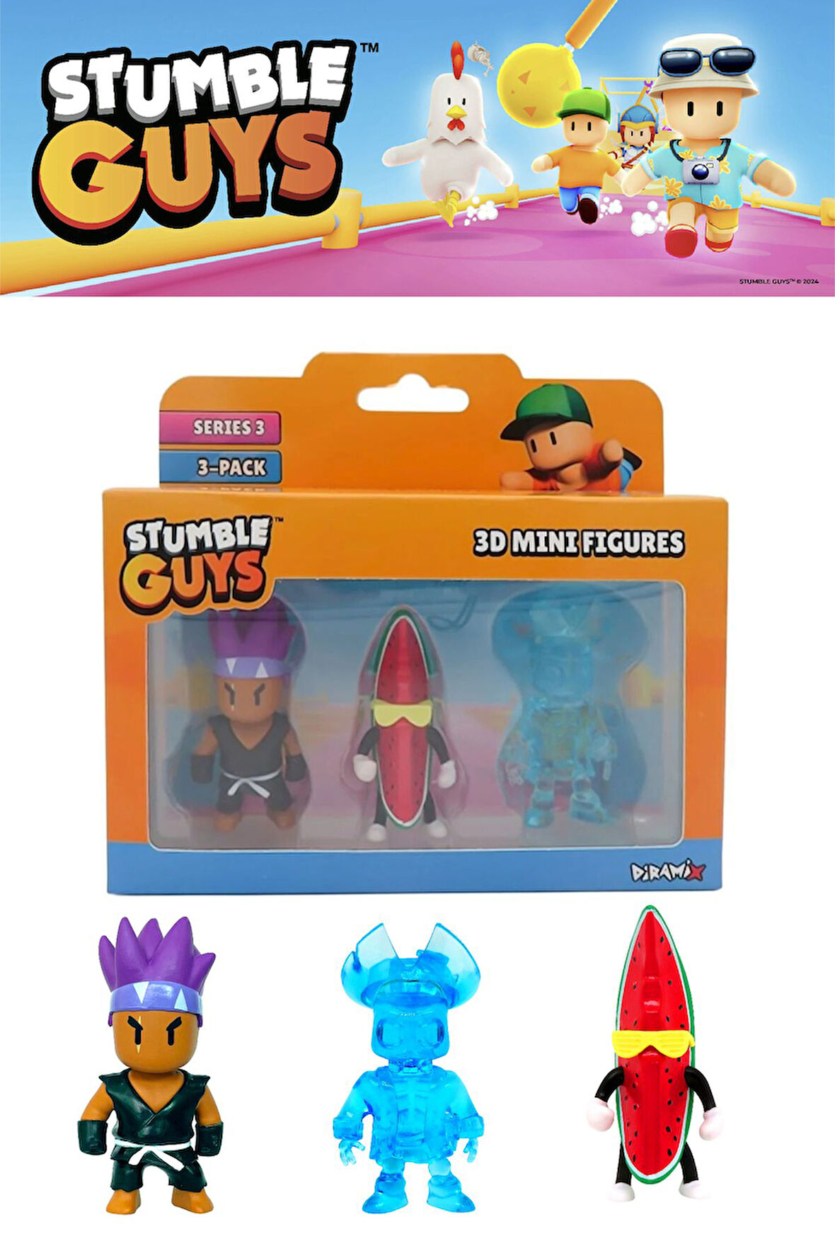 Stumble Guys 3 lü Mini Figür Seti Seri 3 - 5 CM - Model 7