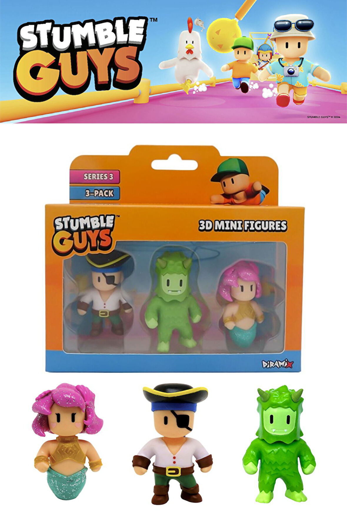 Stumble Guys 3 lü Mini Figür Seti Seri 3 - 5 CM - Model 9