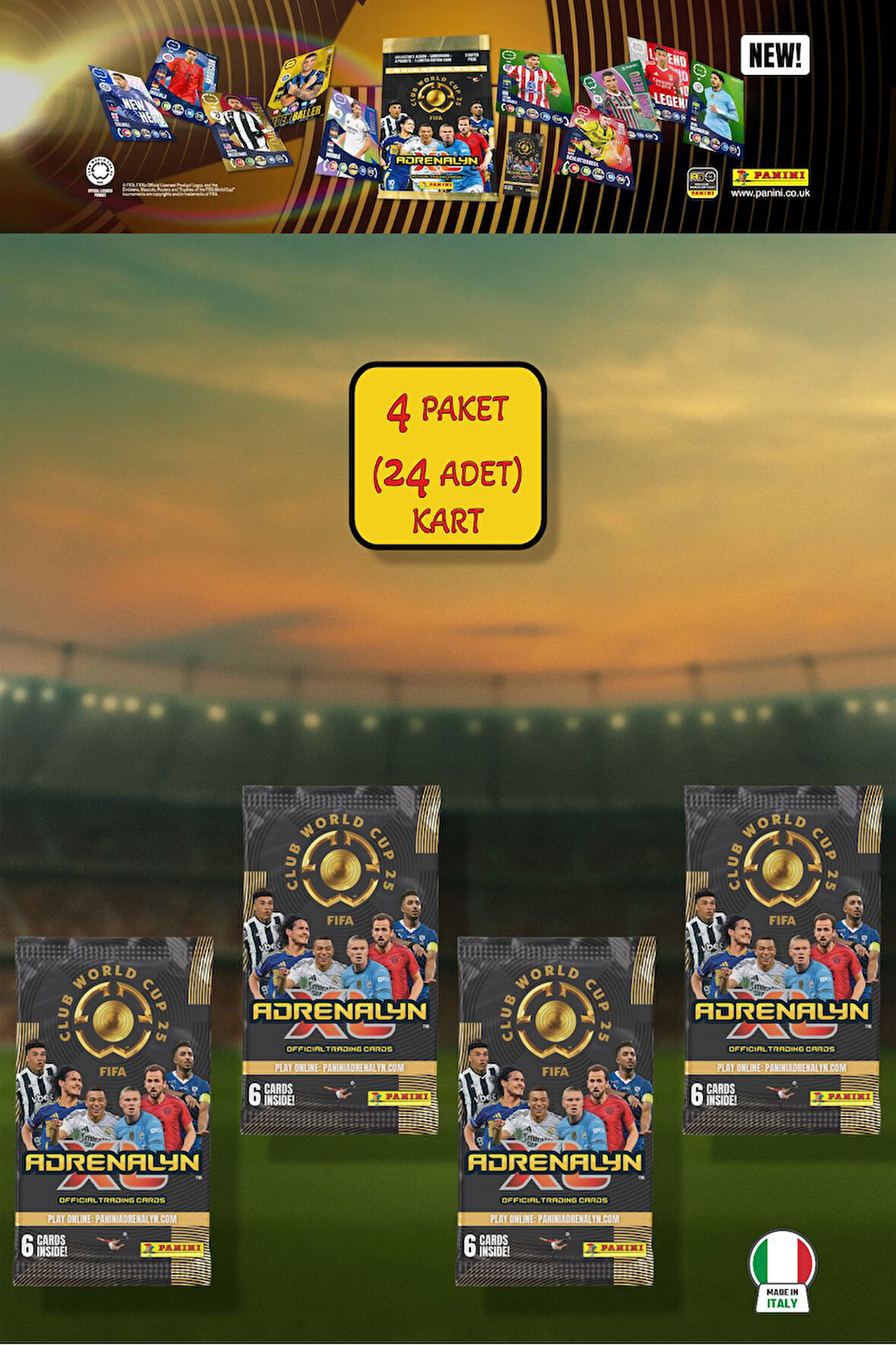 Panini Club World Cup 25 Futbolcu Kartları - 4’lü Paket (24 Kart)