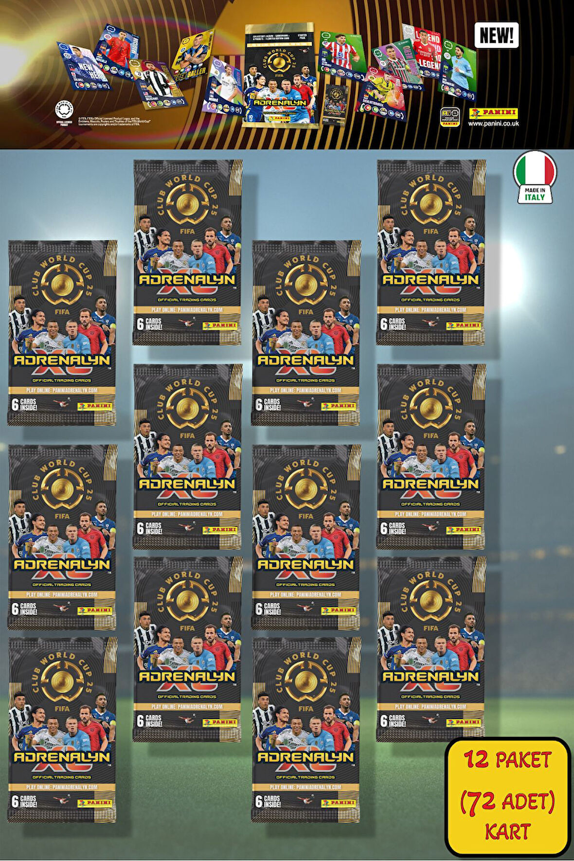 Panini Club World Cup 25 Futbolcu Kartları - 12’li Paket (72 Kart)