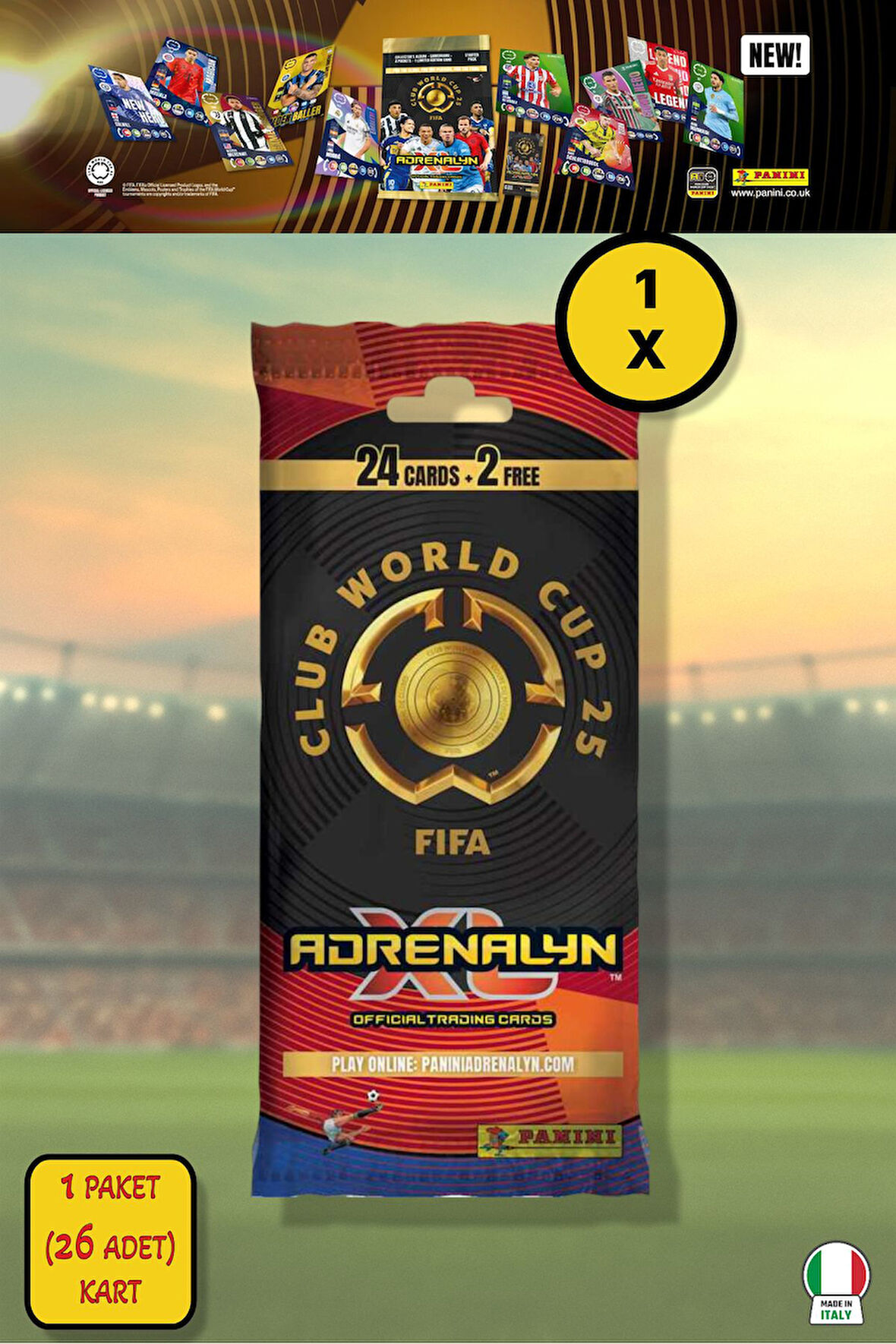 Panini Club World Cup 25 Fat Pack Futbolcu Kartları - 1’li Paket (26 Kart)