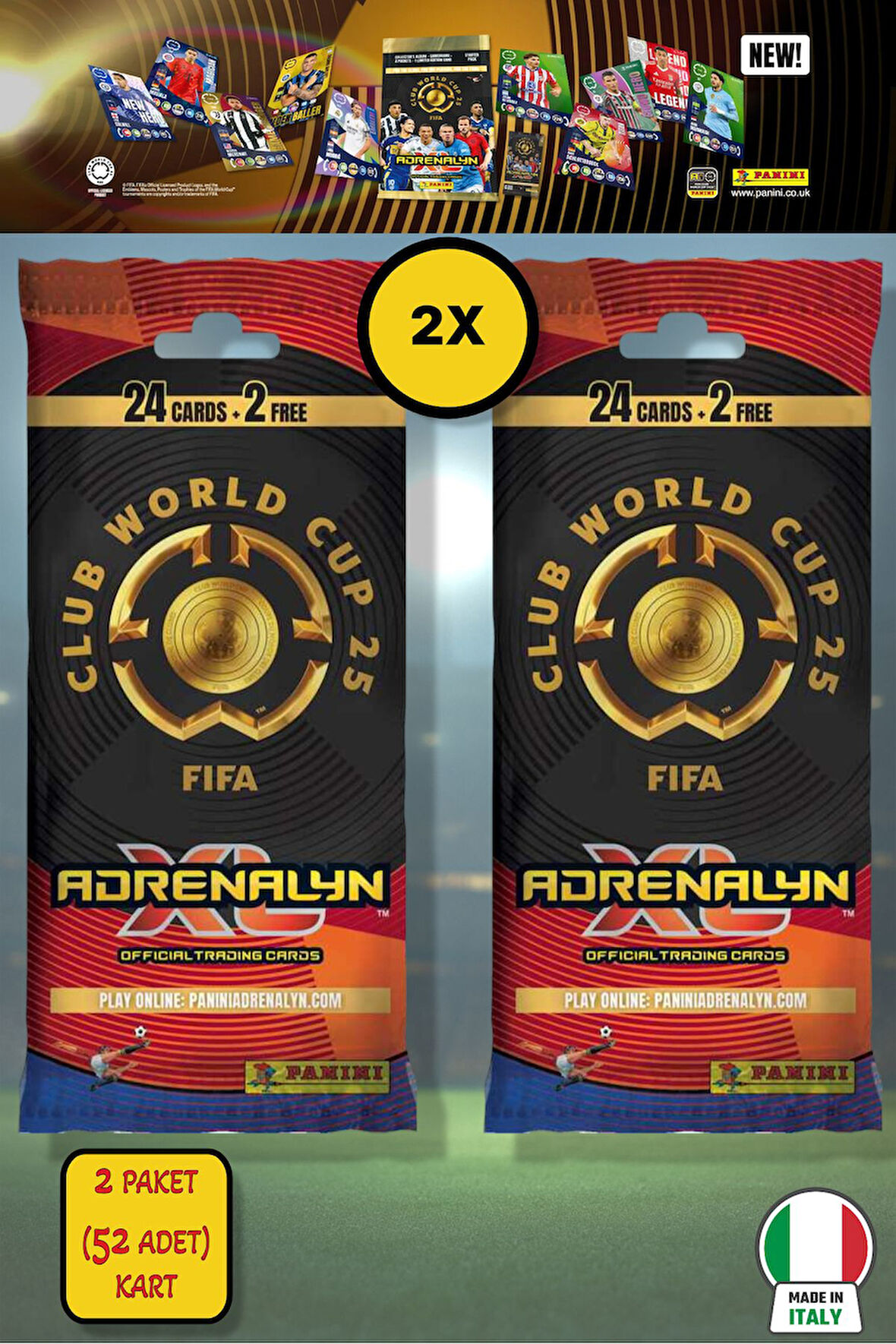 Panini Club World Cup 25 Fat Pack Futbolcu Kartları - 2’li Paket (52 Kart)