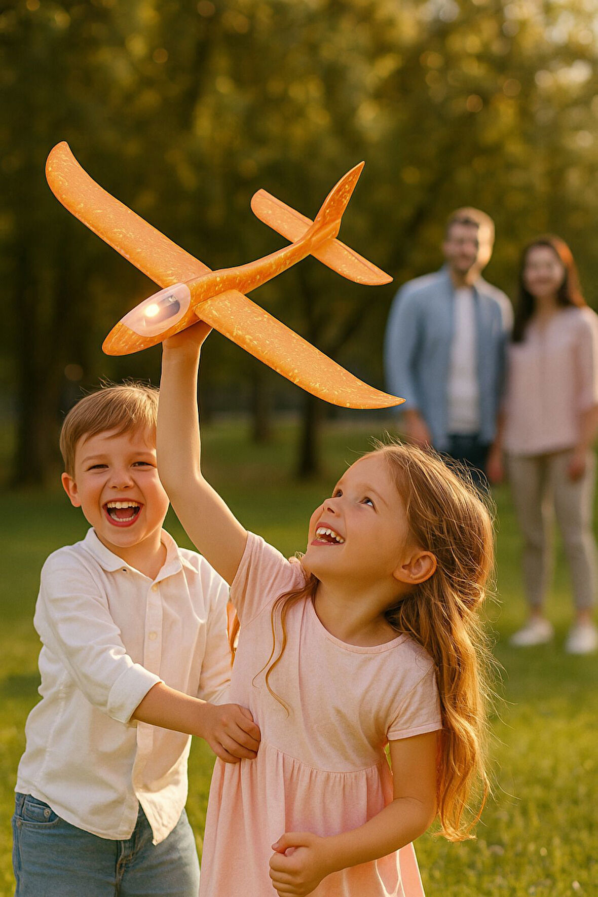 LED’li Işıklı Köpük Dev Fırlatma Uçak – 45 CM – Tekli Turuncu Model