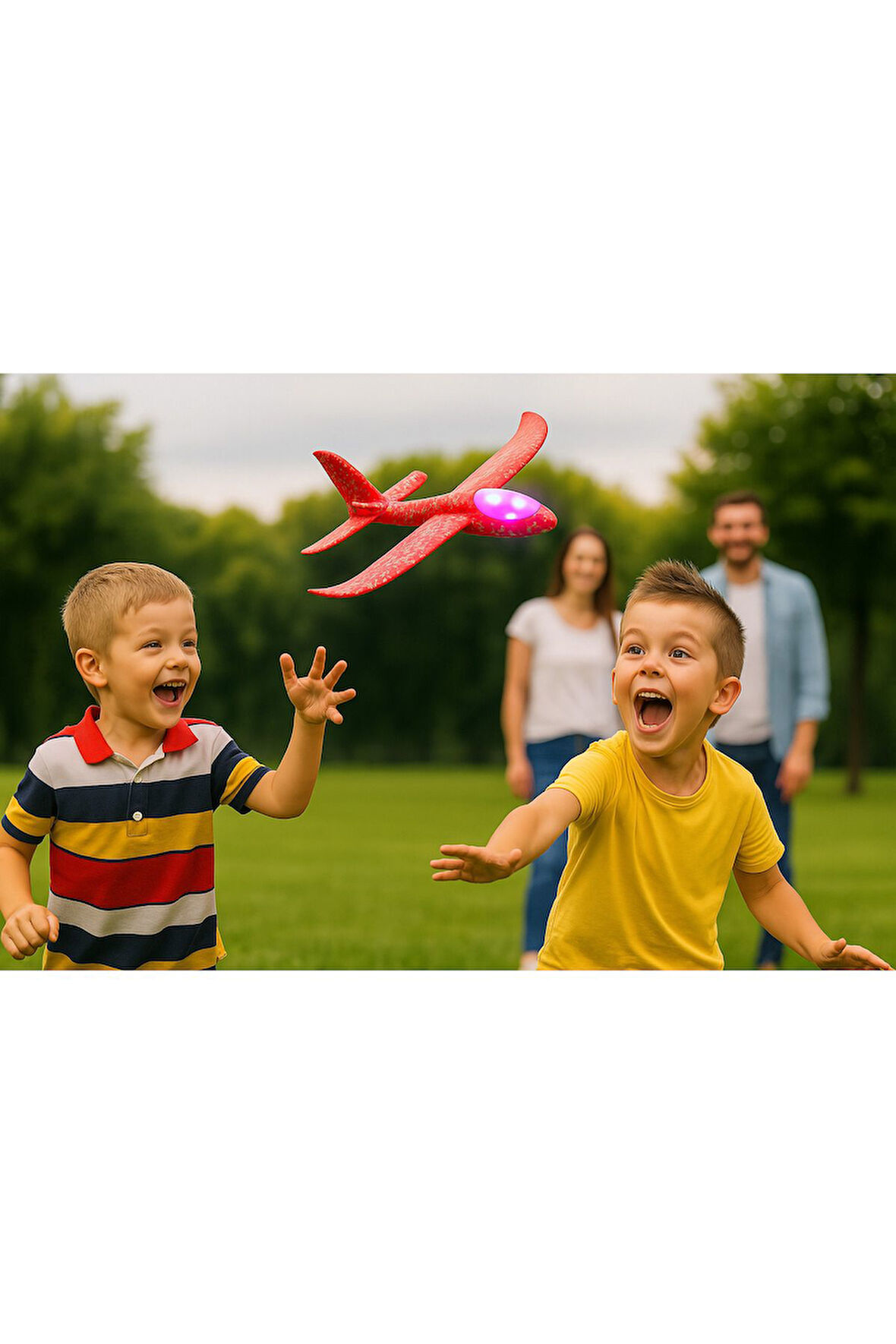 LED’li Işıklı Köpük Dev Fırlatma Uçak – 45 CM – Tekli Kırmızı Model