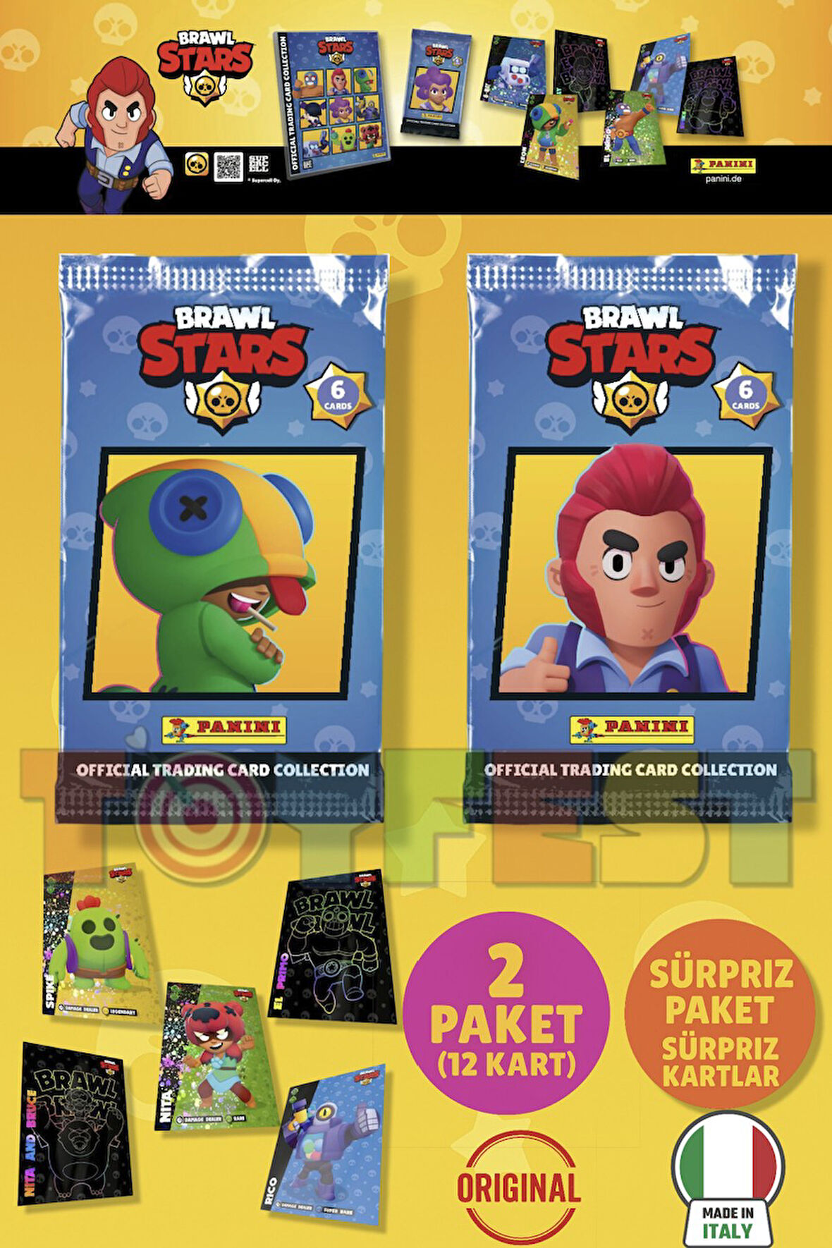 Brawl Stars Panini Resmi Kart Paketi: 2 Paket (12 Kart)