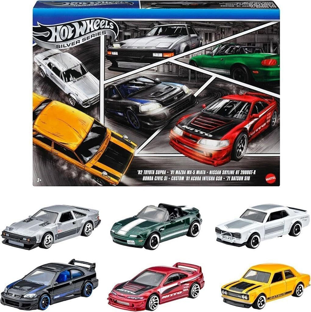 HotWheels Silver Series 6 lı Japon Supra Miata Skyline Civic Acura Koleksiyonluk Model Araba 1:64
