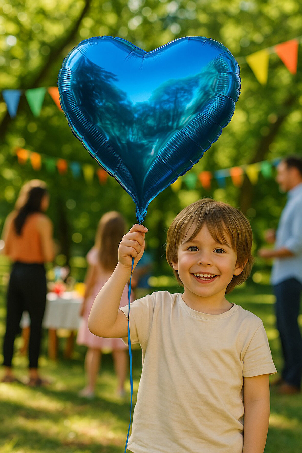 Mavi Kalp Folyo Balon 18 inç 48x48 cm Parti Süsleme Doğum Günü Dekoratif Balon