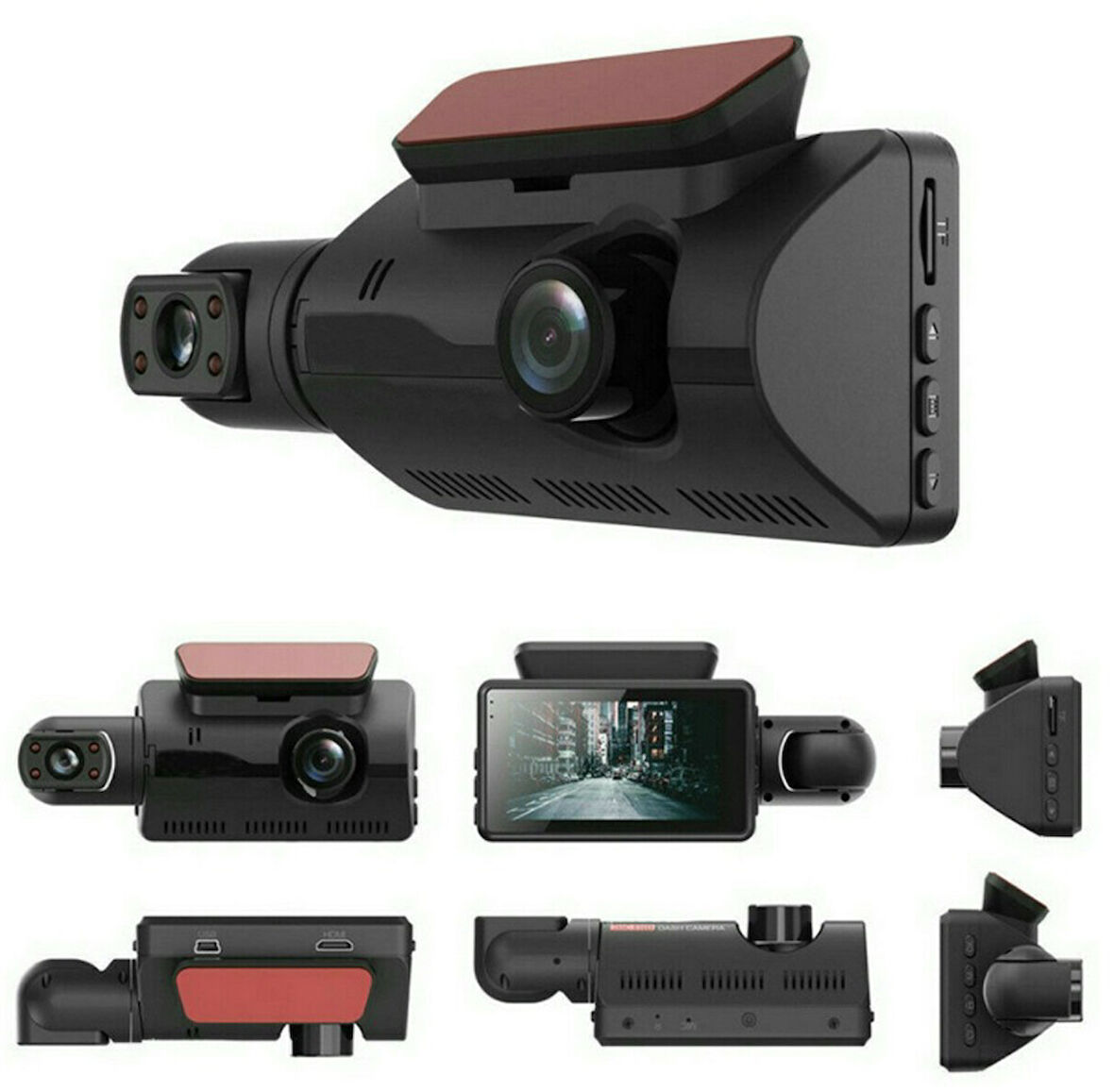 Araç İçi Dual Lens 1080P WiFi DVR Kamera 360° Döner Gece Görüşlü