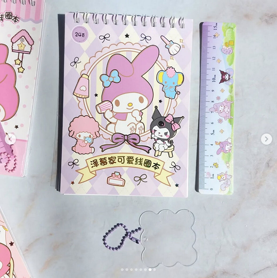 Spiral Not Defterli Cetvelli My Melody Kuromi Model Normal ve Şeffaf Sticker Dergisi - MODEL 1