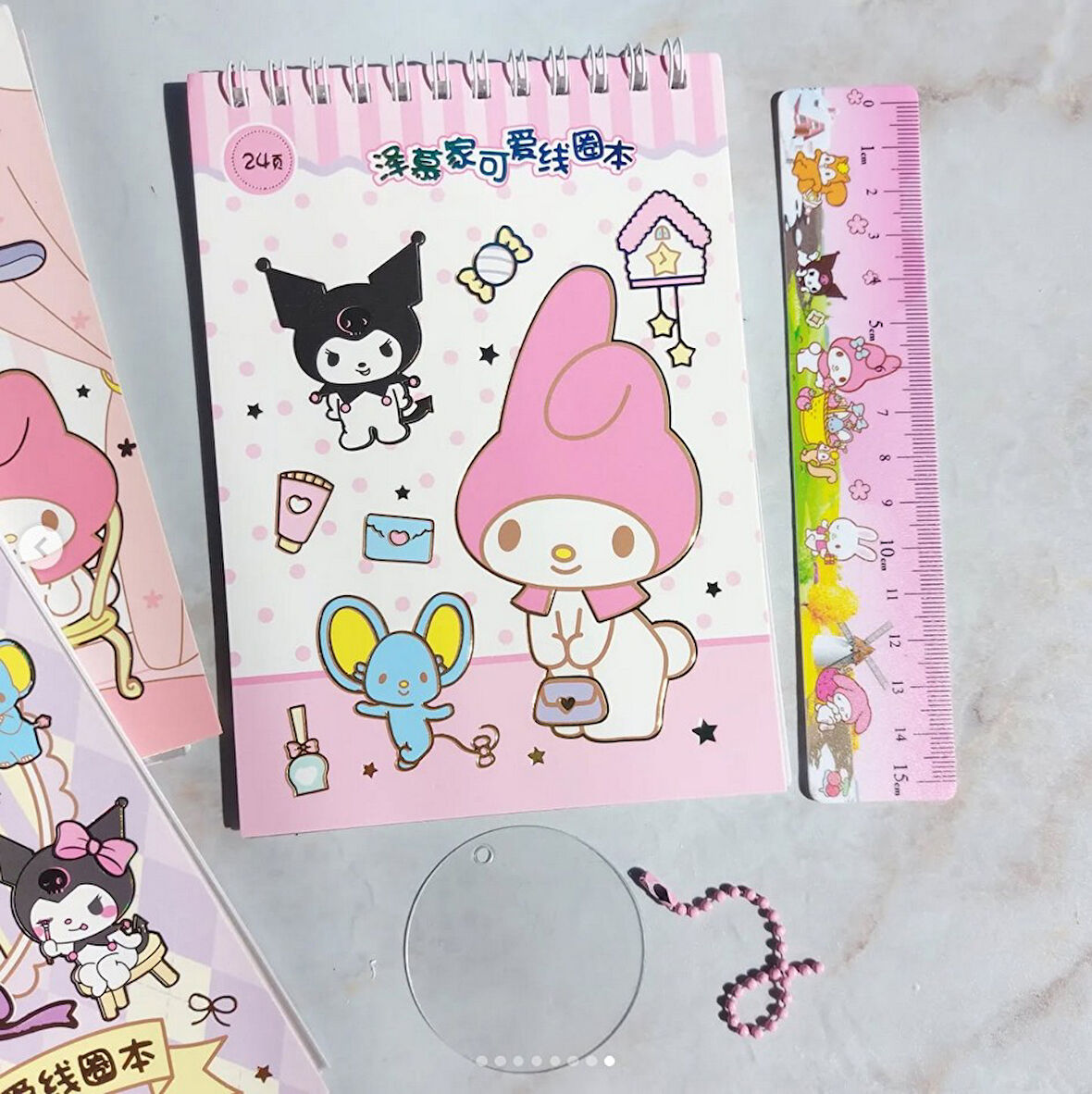 Spiral Not Defterli Cetvelli My Melody Kuromi Model Normal ve Şeffaf Sticker Dergisi - MODEL 2