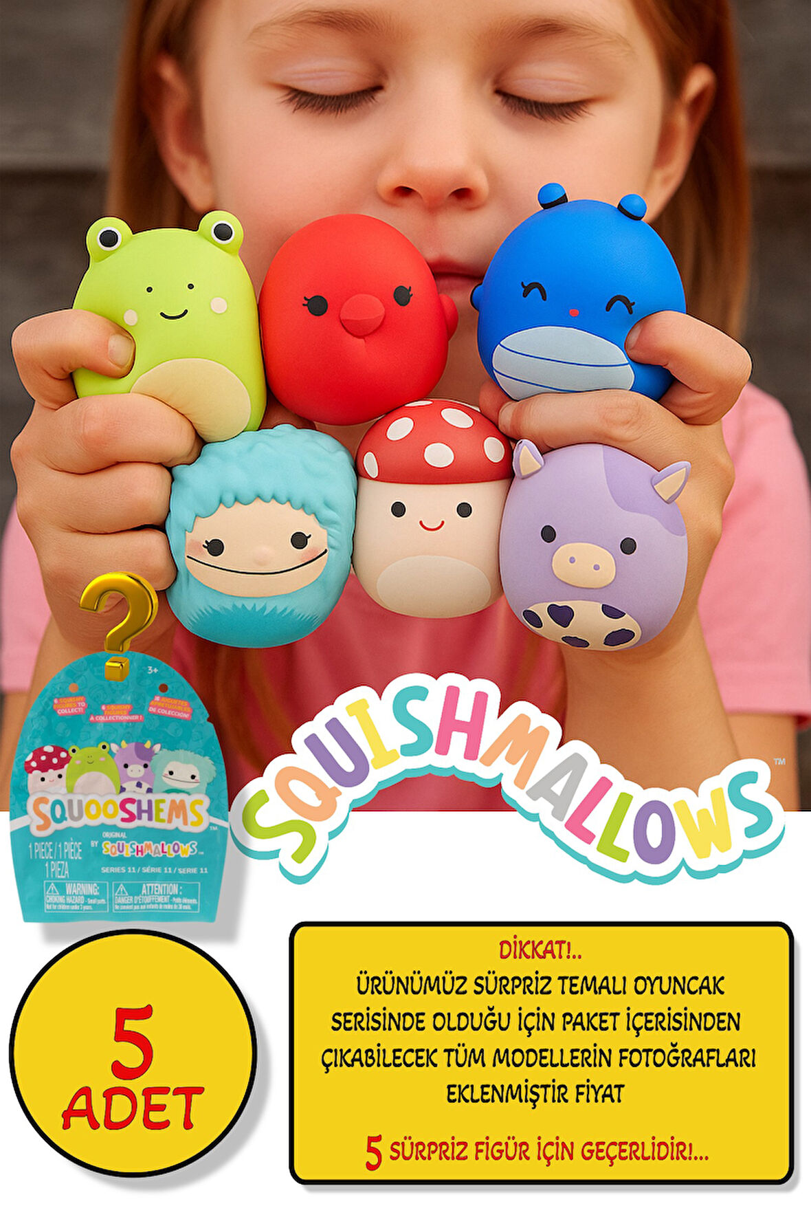 Squishmallows Squooshems – 5 Adet - 6.5 CM VIP Sürpriz Yumuşacık Koleksiyon Oyuncağı Seri 11
