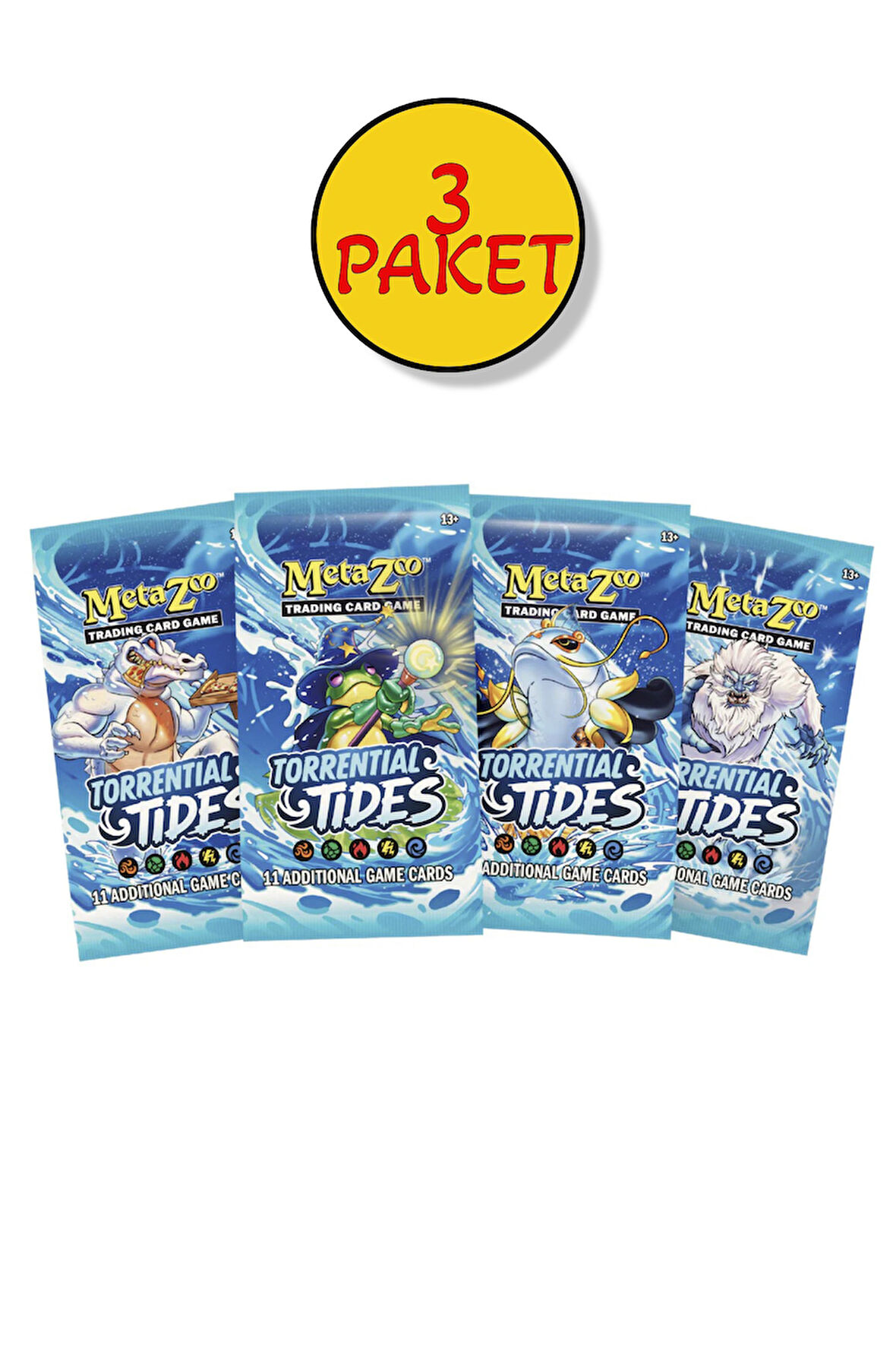 3 Paket MetaZoo Torrential Tides Koleksiyon Kartları Booster Pack 36 Kart