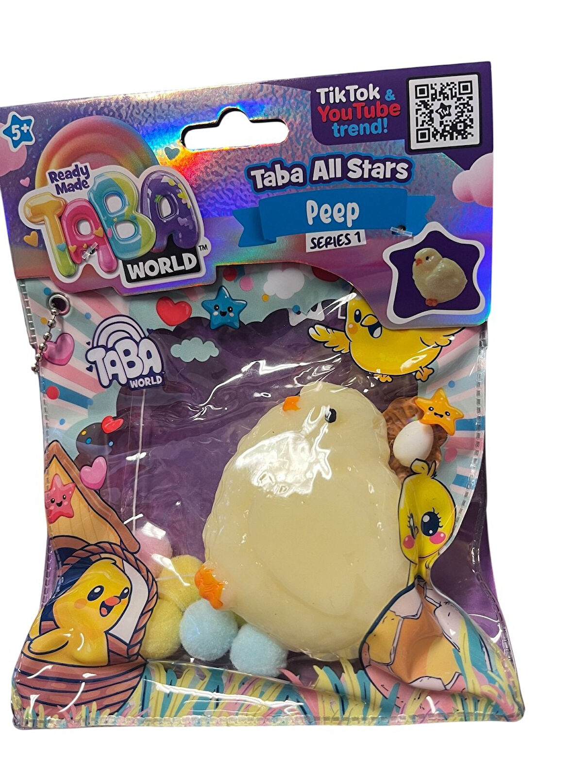 Taba World Peep Glow In The Dark Squishy Oyuncak Seri 1 Pom Pomlu ve Anahtarlıklı