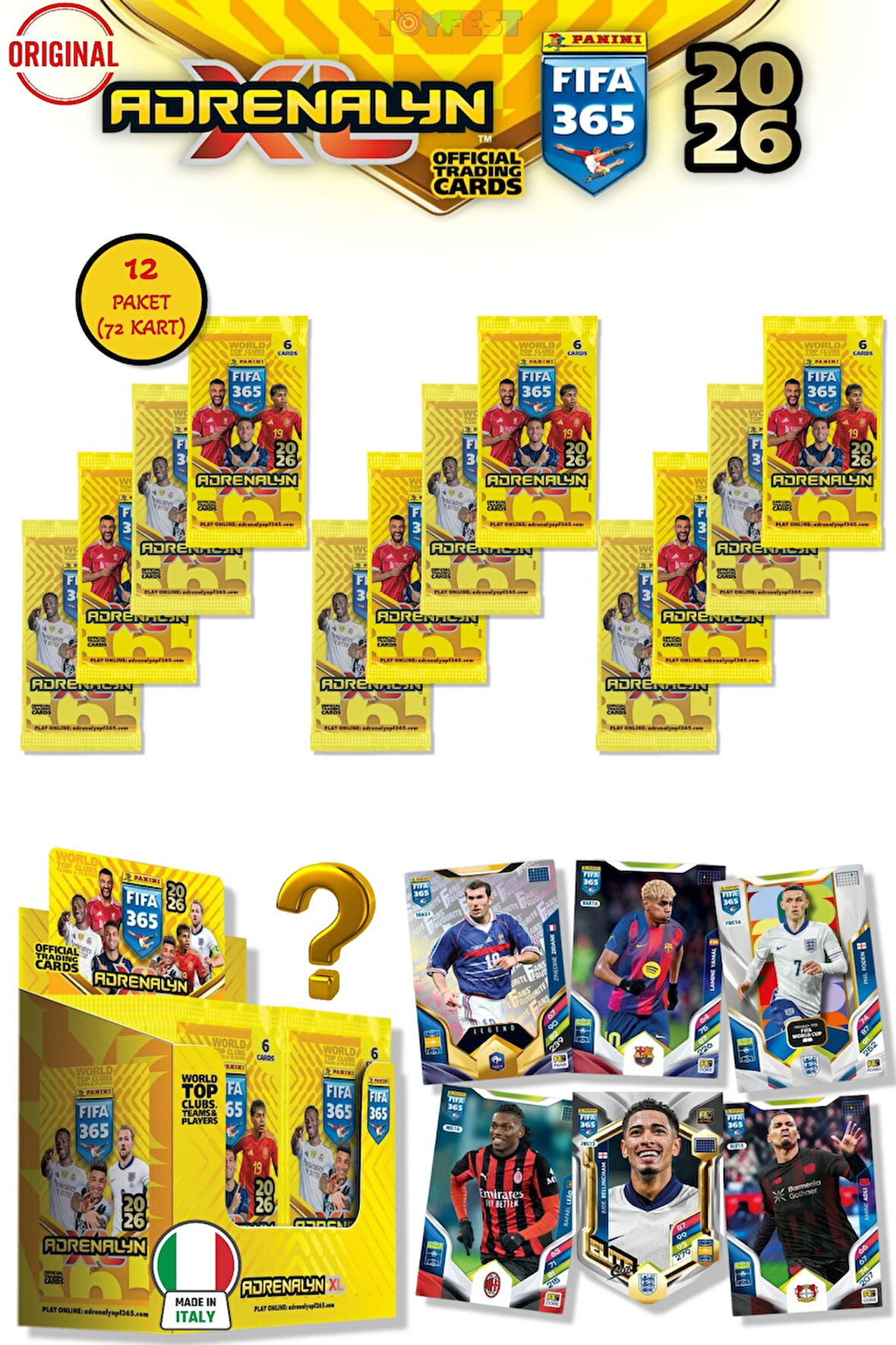 Panini Adrenalyn Fifa 365 - 2026 Official Trading Card Futbolcu Kartları - 12 PAKET (72 KART)