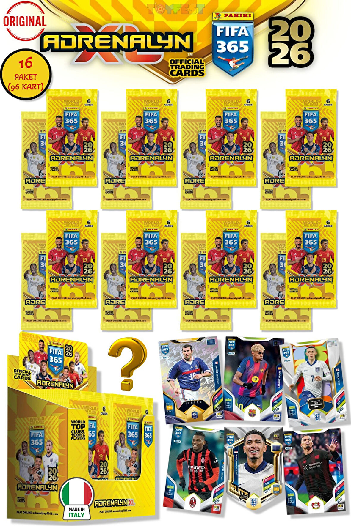 Panini Adrenalyn Fifa 365 - 2026 Official Trading Card Futbolcu Kartları - 16 PAKET (96 KART)