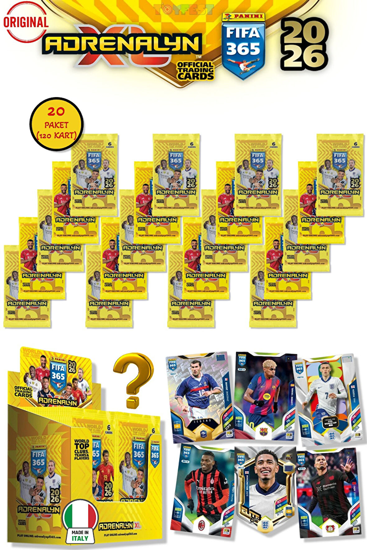 Panini Adrenalyn Fifa 365 - 2026 Official Trading Card Futbolcu Kartları - 20 PAKET (120 KART)