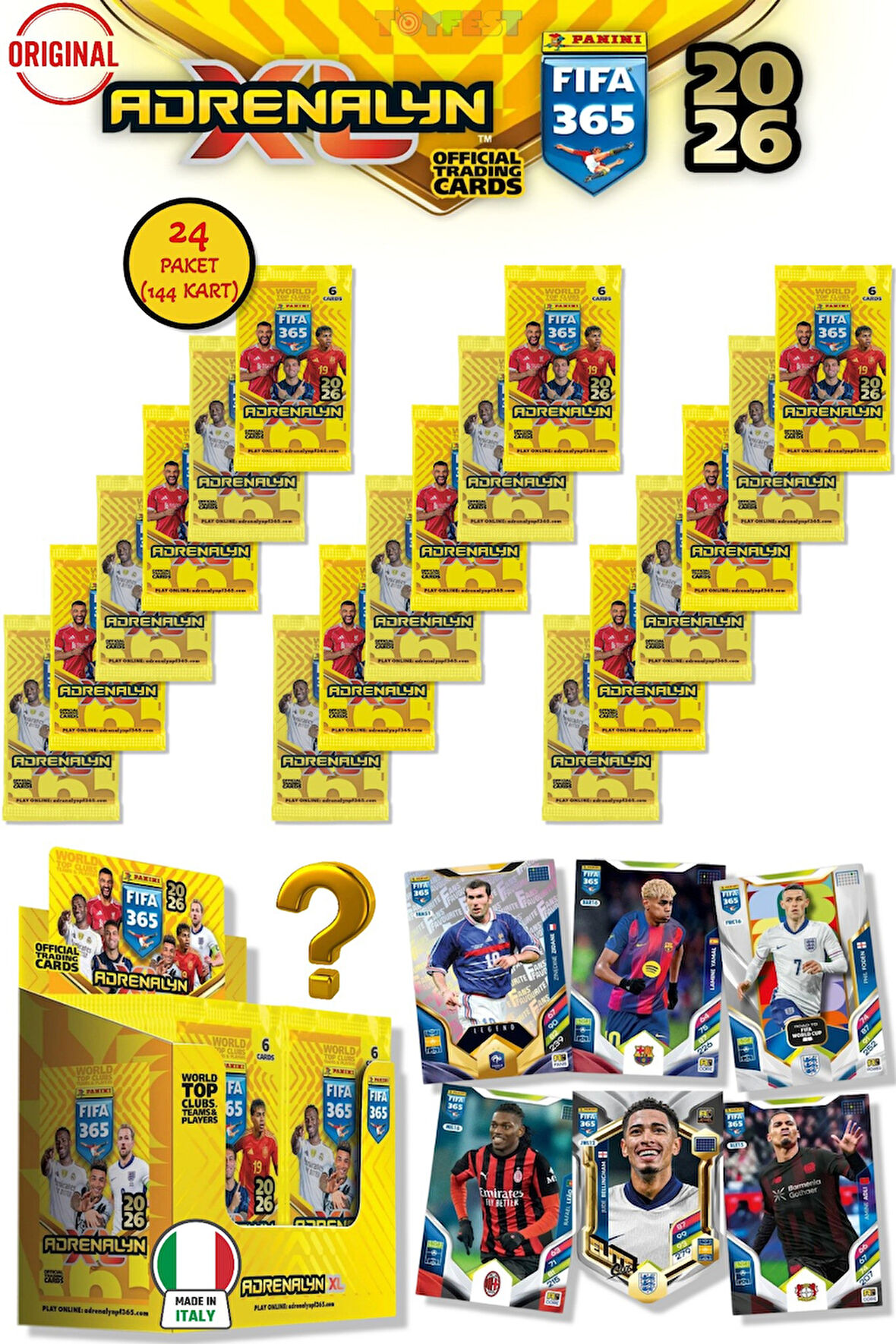 Panini Adrenalyn Fifa 365 - 2026 Official Trading Card Futbolcu Kartları - 24 PAKET (144 KART)