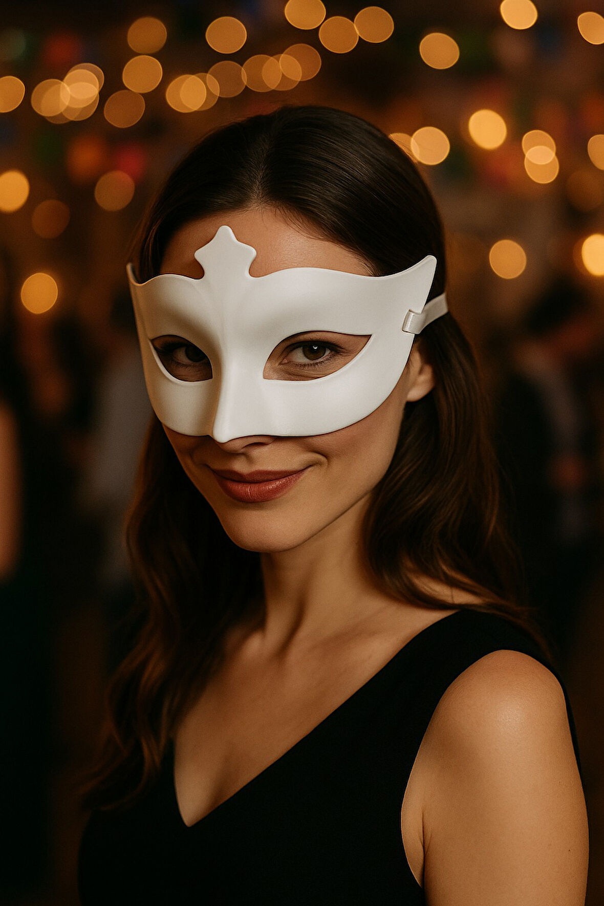 Beyaz Maske Parti Maskesi Yetişkin Kadın Kostüm Aksesuarı Şık ve Zarif Tasarım Göz Maskesi