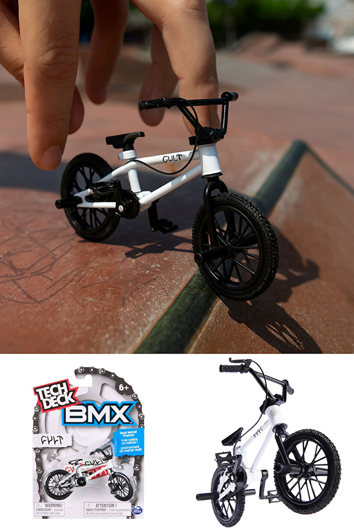 Tech Deck BMX Bisikleti Cult Beyaz Gerçek Metal Çerçeve Parmak Bisiklet Oyuncak Model 12