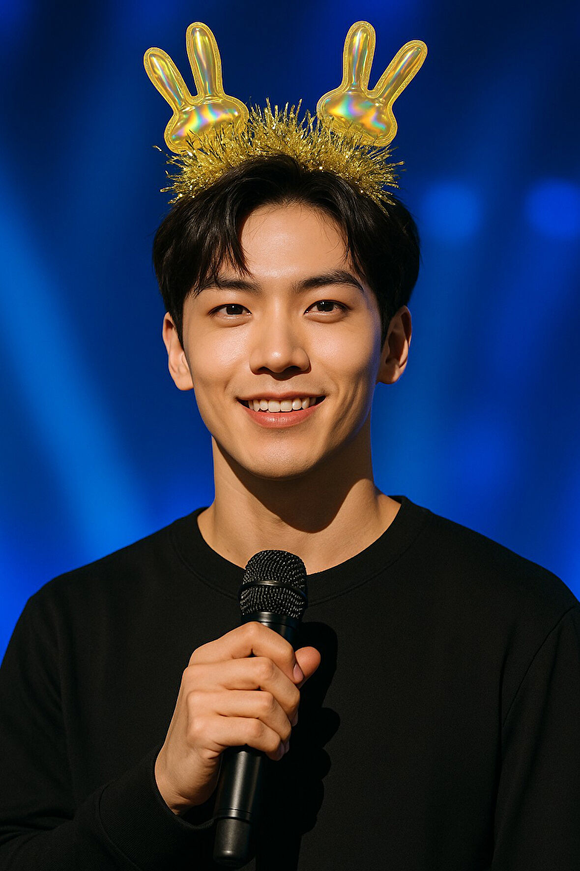 KPop Korean Style Yılbaşı Yeni Yıl Altın Tavşan Kulaklı Taç Parlak Parti Sahne Dans Aksesuarı