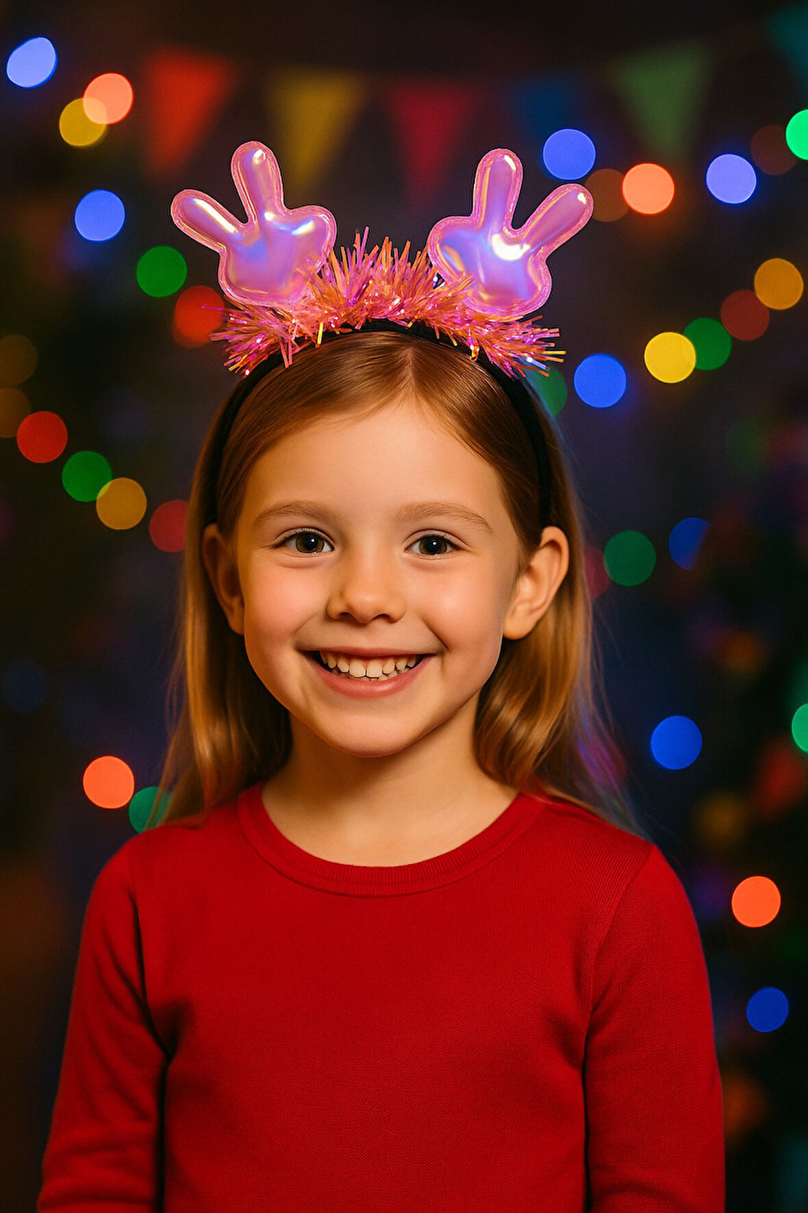 KPop Kore Style Yılbaşı Yeni Yıl Parıltılı Çocuk Tavşan Kulaklı Taç Parti Işıltılı Kız Aksesuarı