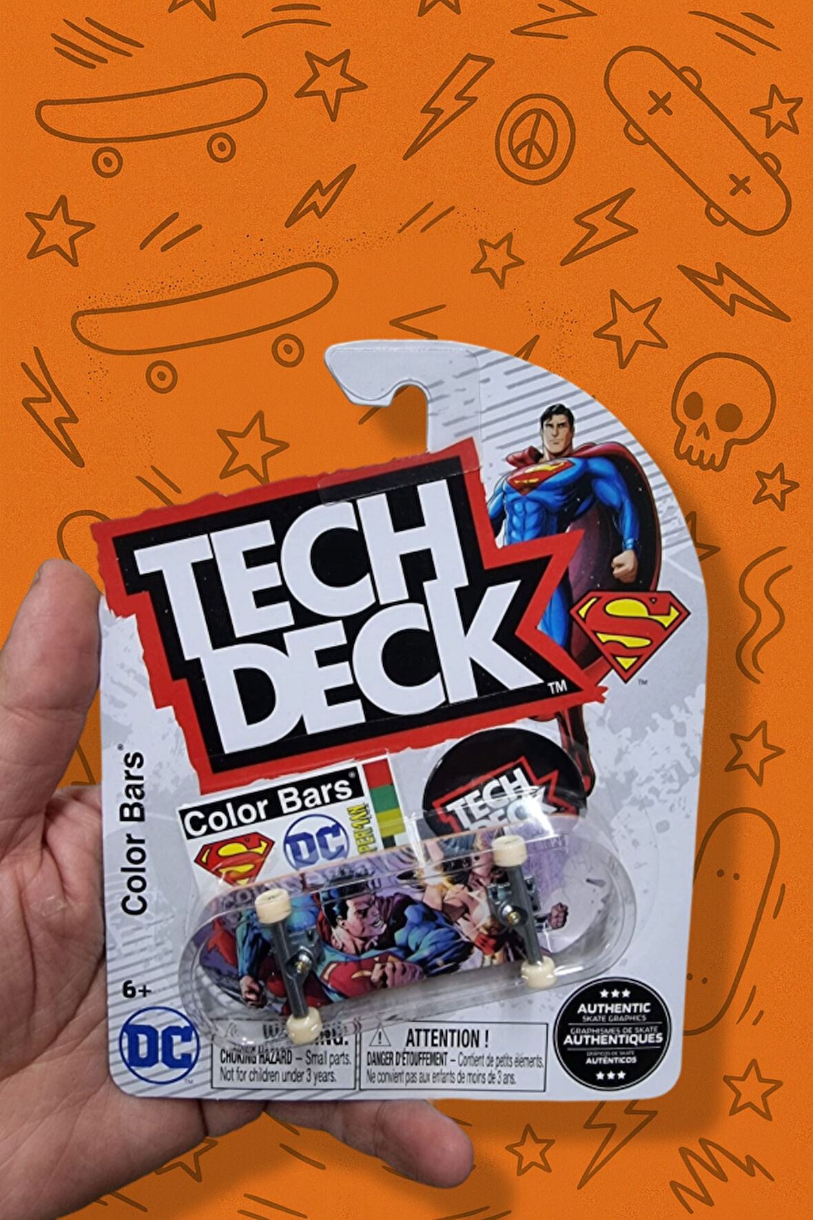 Tech Deck – Color Bars x DC – Superman Serisi – Superman Karşılaşma Grafik – Parmak Kaykay
