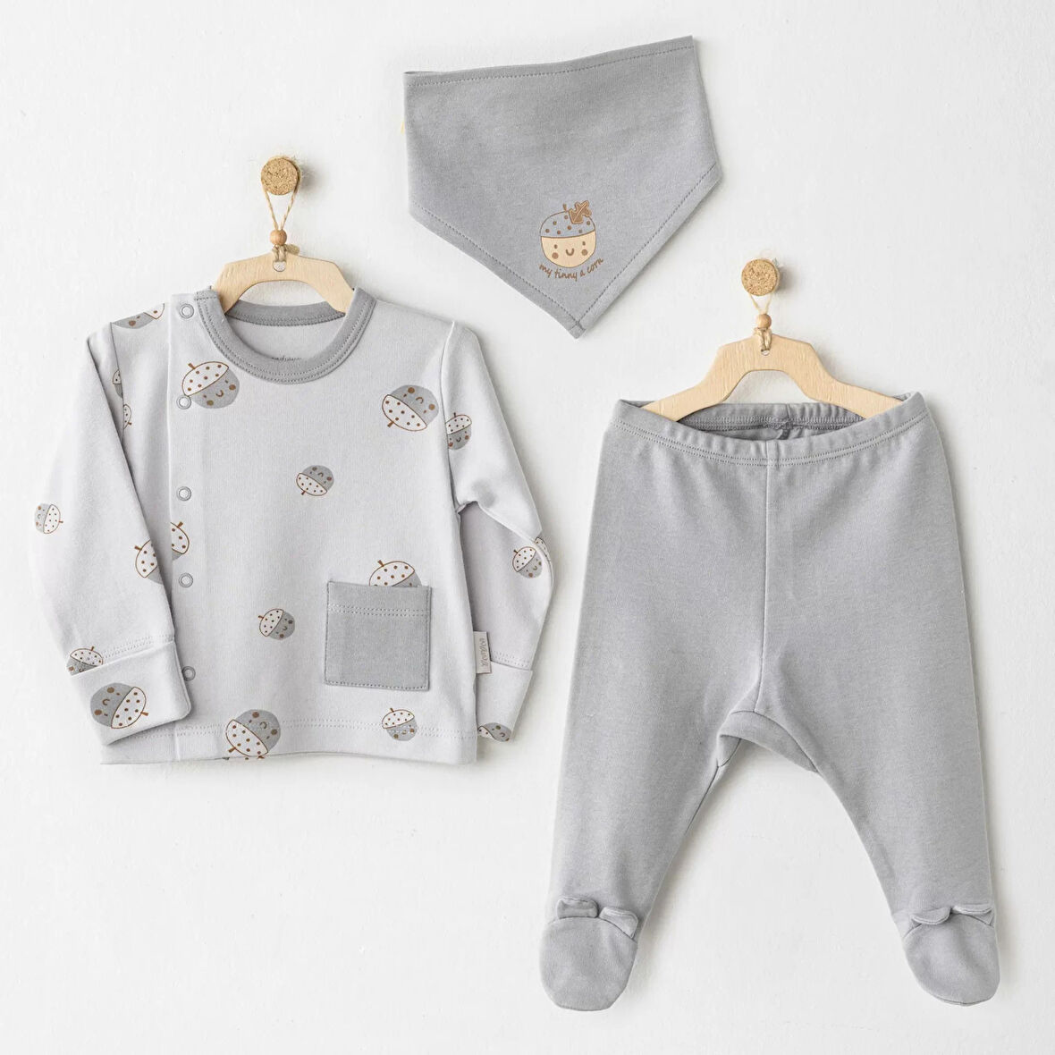 Hello Autumn 3'lü Zıbın Takım Grey