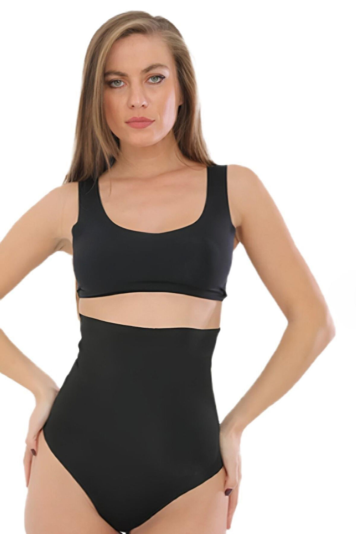 Lazer Kesim Yüksek Bel Slip Korse Kadın