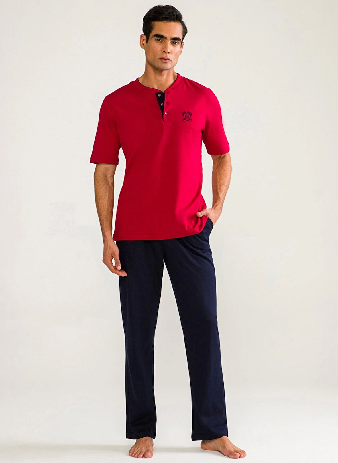 D's Damat 02000 Kısa Kol 3'lü Erkek  Pijama Takımı