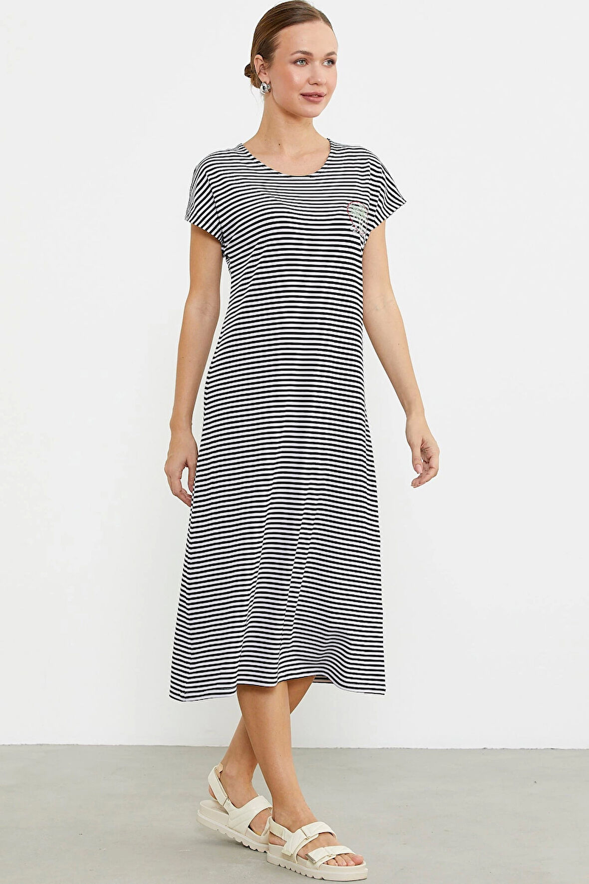 Sementa 77489 Nakış Detaylı Marine Penye Elbise