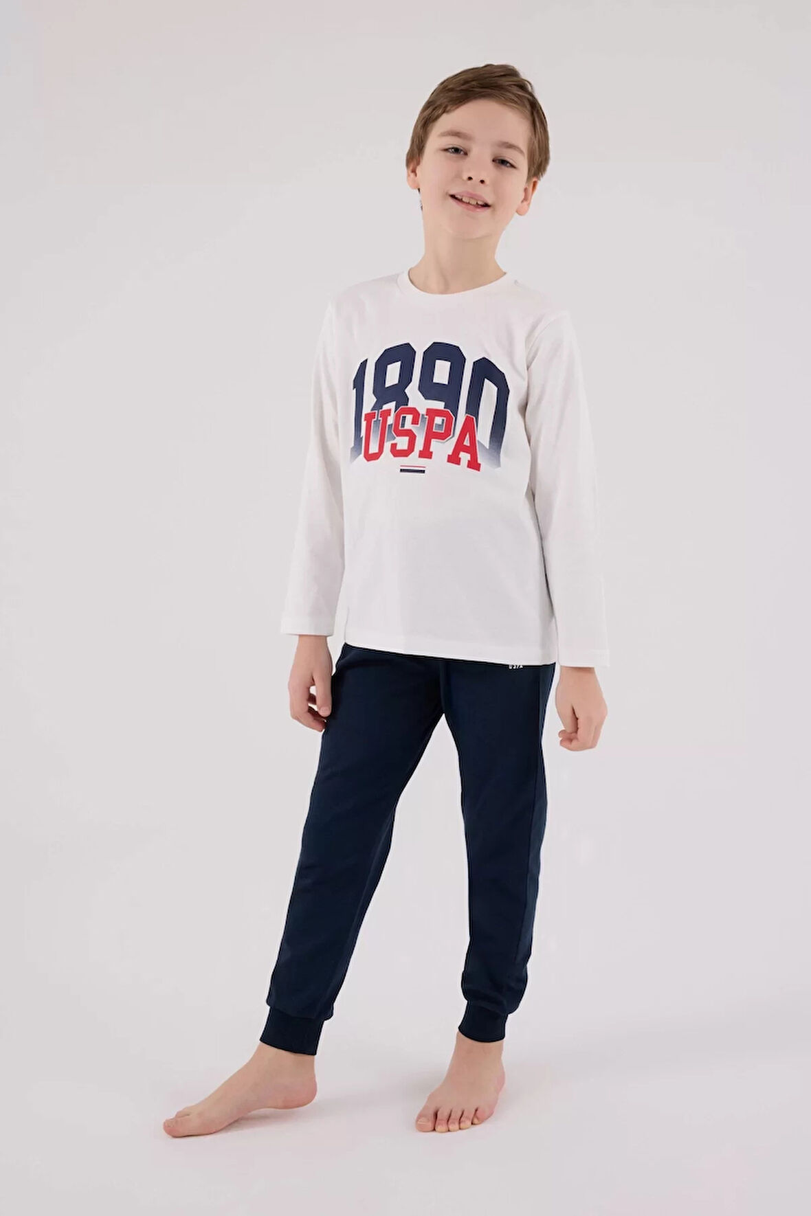 U.s. Polo Assn Uzun Kol Pijama Takım Us2203-4 Beyaz