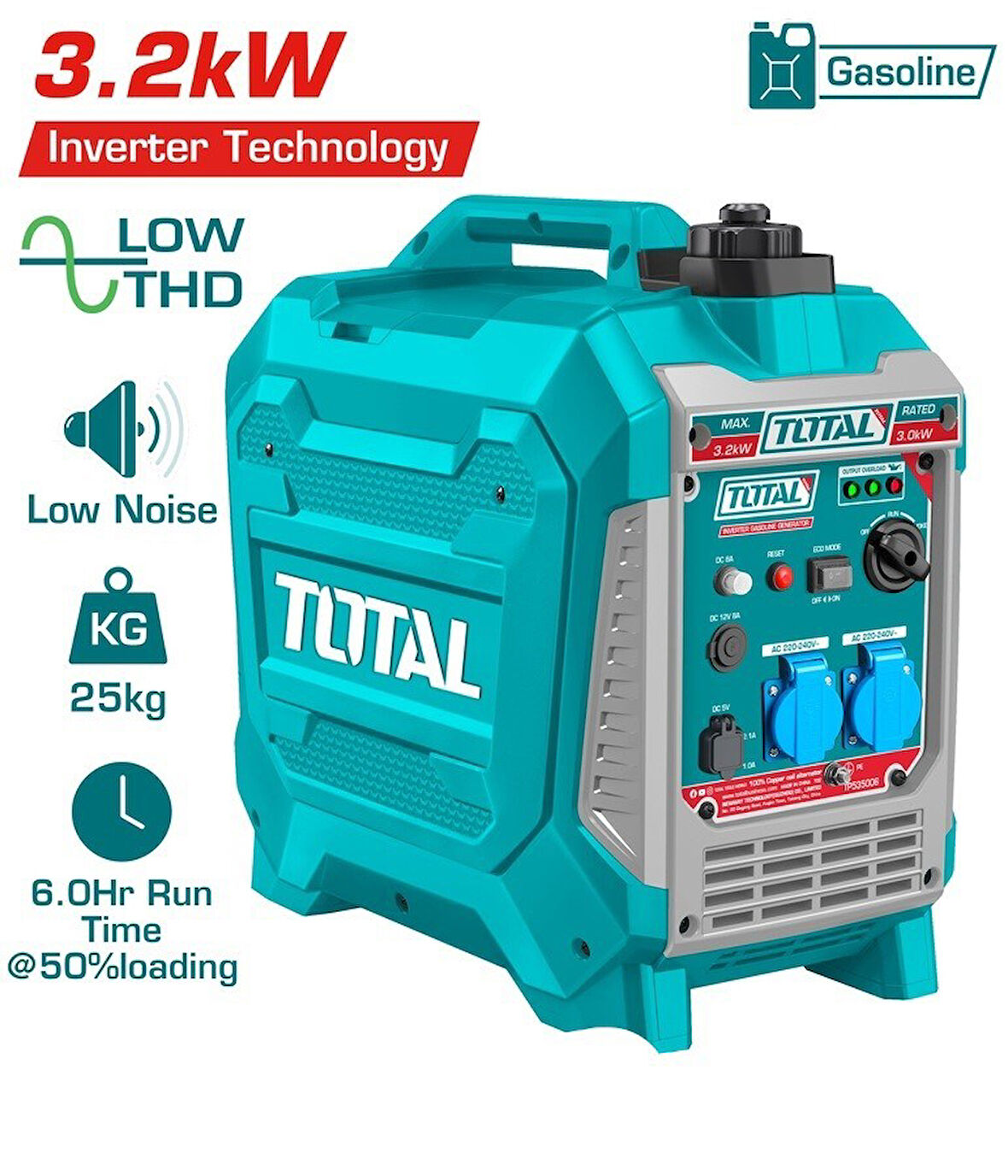 Total 3.2 KW İnverter Benzinli Jeneratör TP535006 