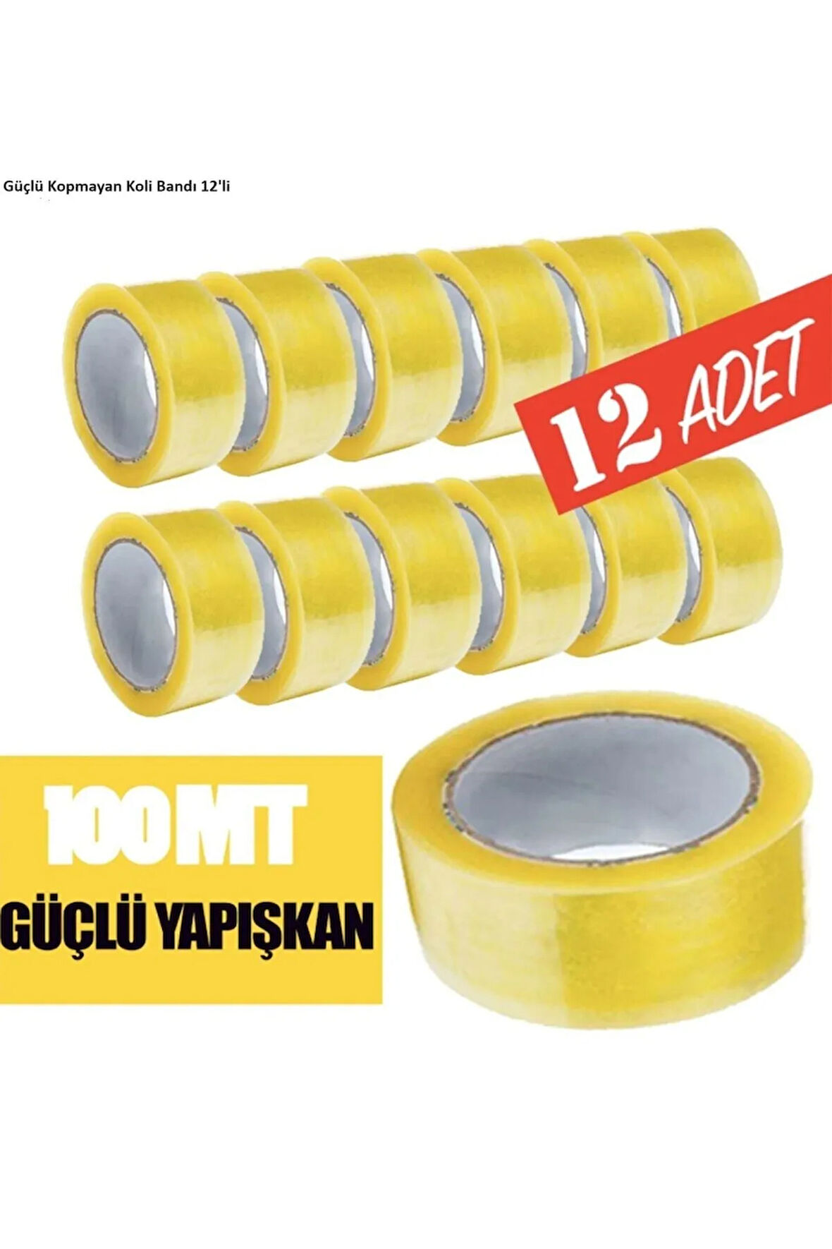 Akrilik Koli Bandı 45mm X 100 Mt (12 ADET) - Kopmayan Güçlü Koli Bandı