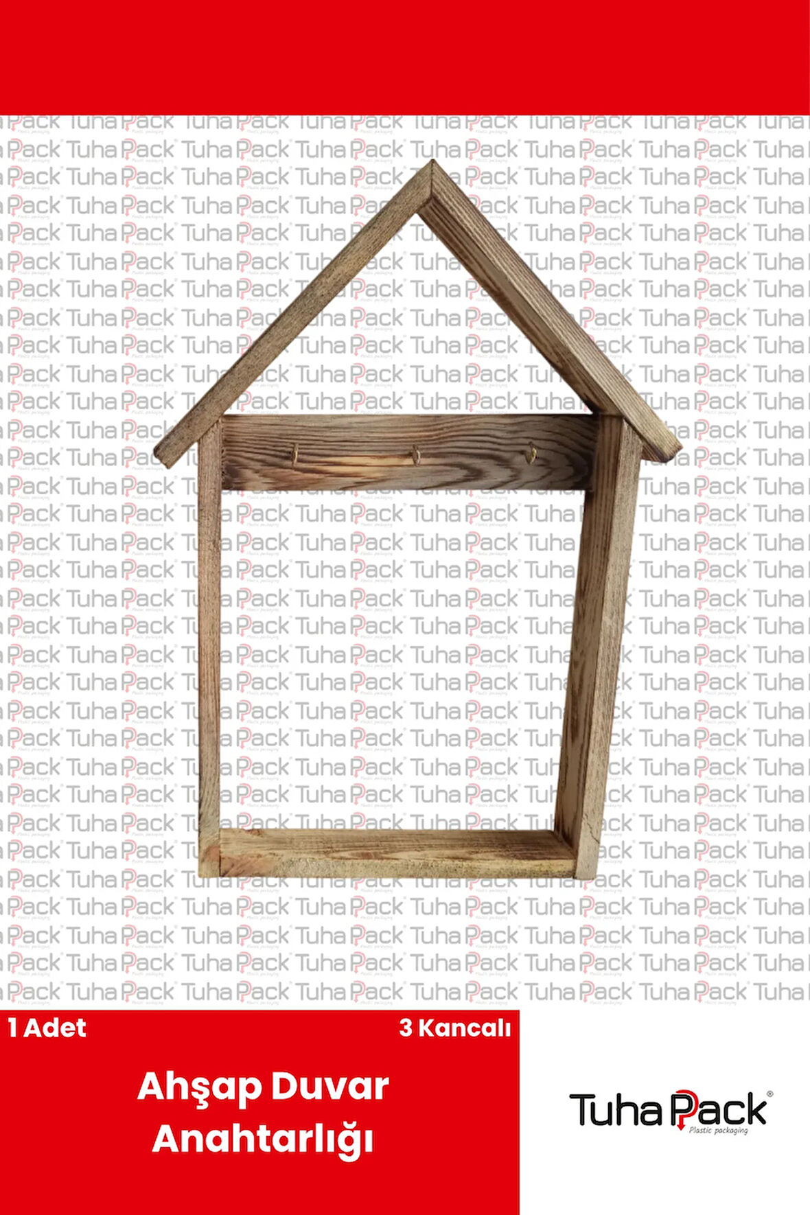 Sunpack Ahşap Duvar Anahtarlığı - 3 lü, 47x28cm, Ceviz, Dekoratif, Doğal ve Şık Tasarım