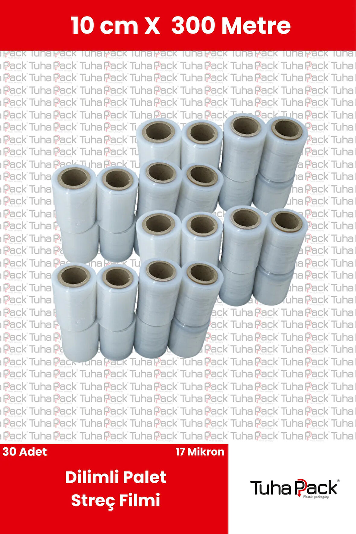 Dilimli Streç Film 10cm x 300m Şeffaf 17 Mikron (30'lu Paket) - Koli, Eşya ve Palet Streçi