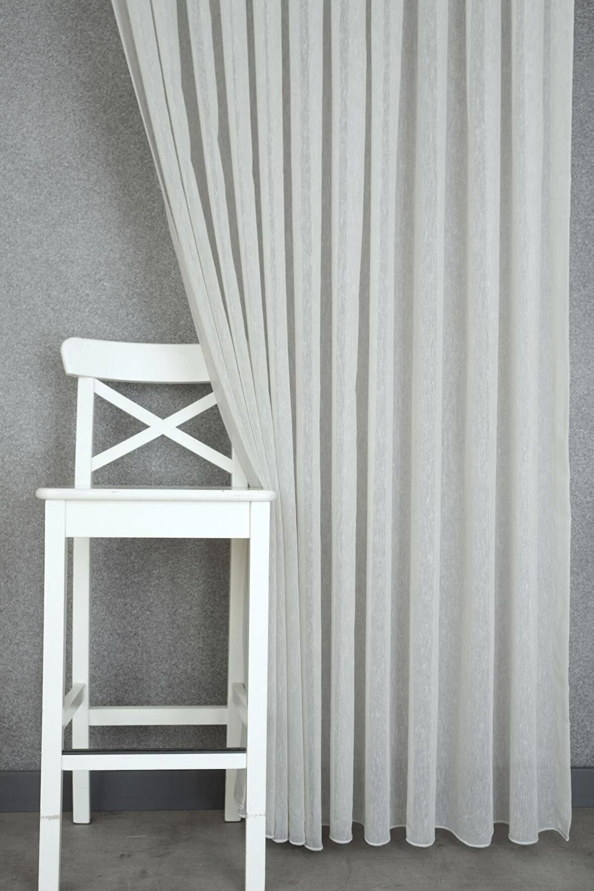 Massarelli Keten Tül Gri  Pilesiz 