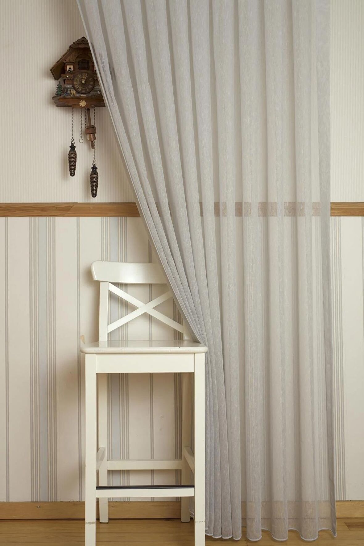 Massarelli Keten Tül Açık Mavi  Pilesiz