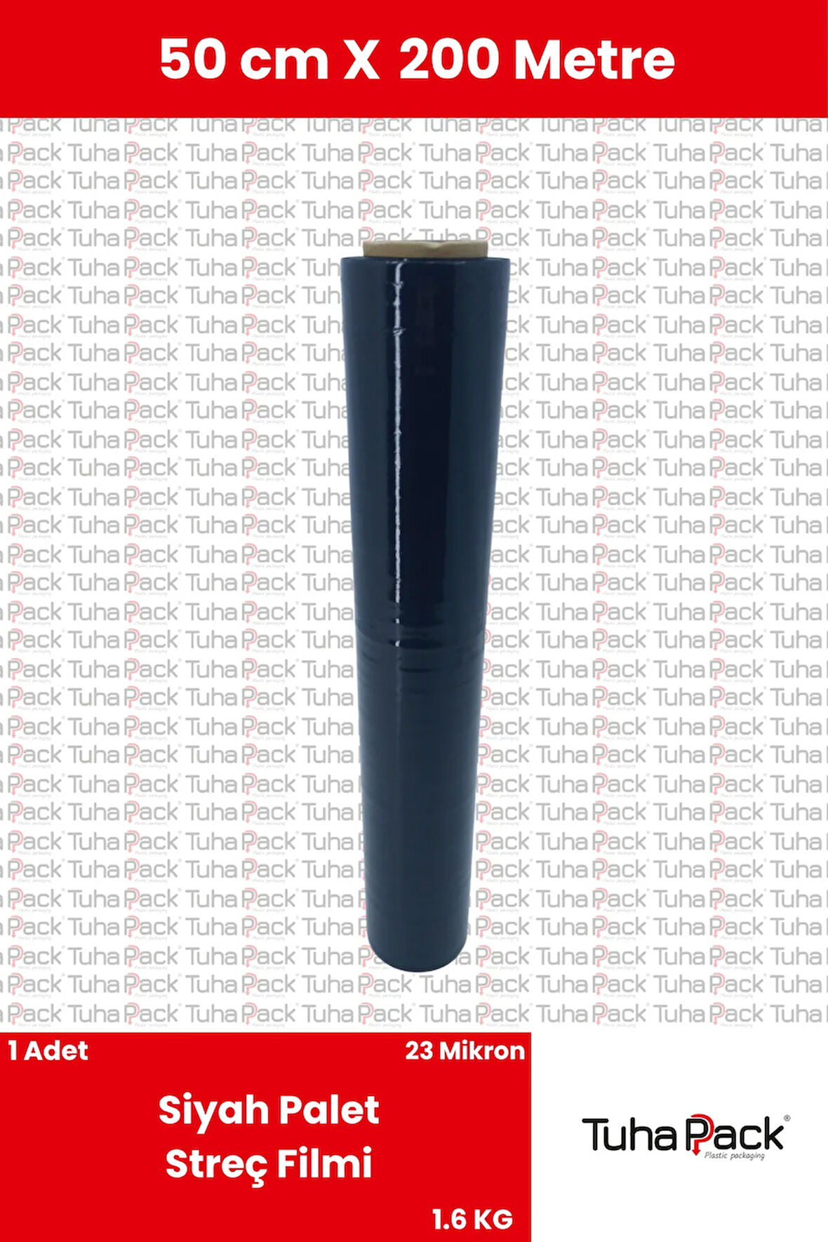 Streç Film 50cm X 200m 1 Adet, Siyah, 23 Mikron, 1600 Gr, Dayanıklı Eşya, Koli ve Palet Streci