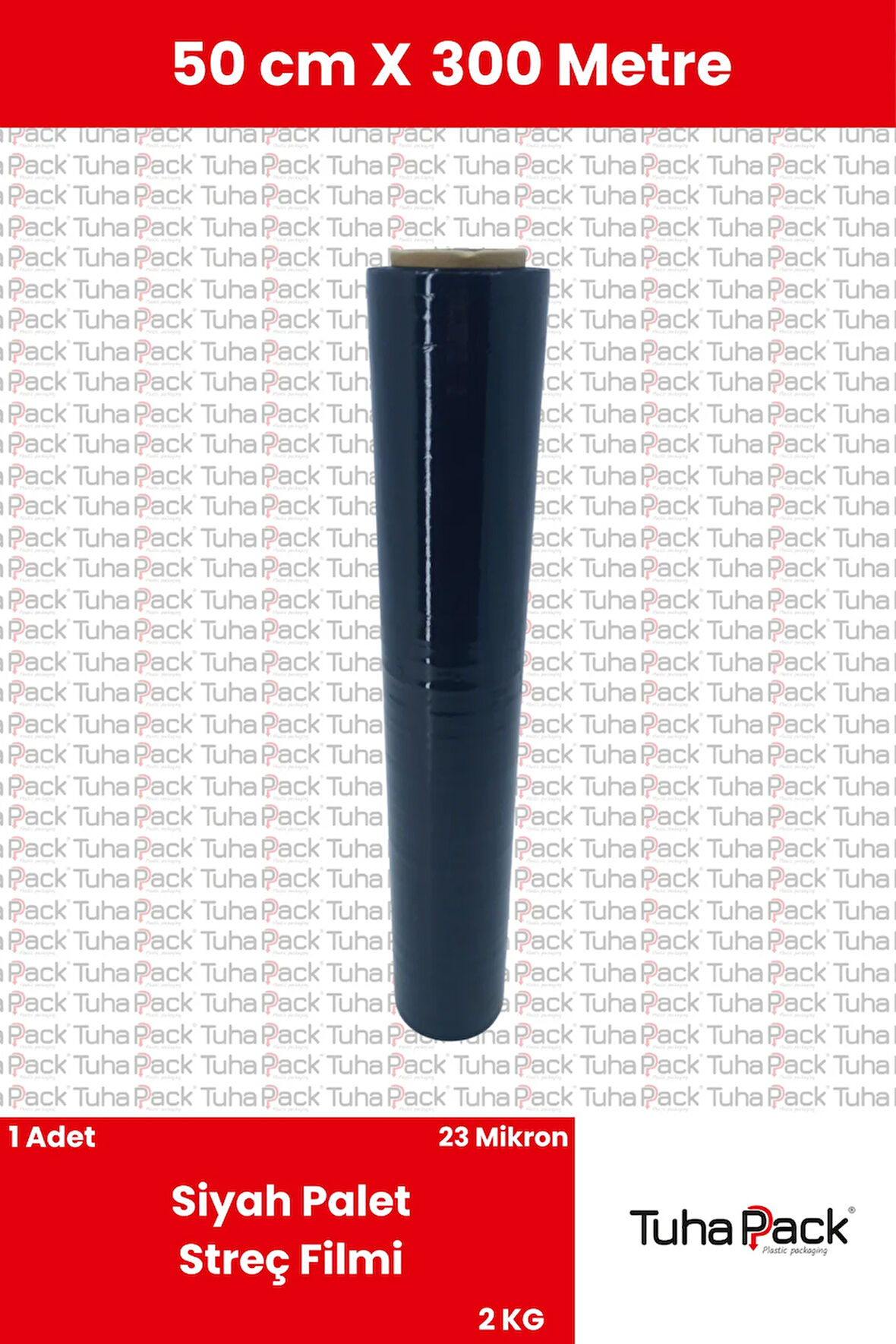 Streç Film 50cm X 250m 1 Adet, Siyah, 23 Mikron, 2000 Gr, Dayanıklı Eşya Ve Koli Streci