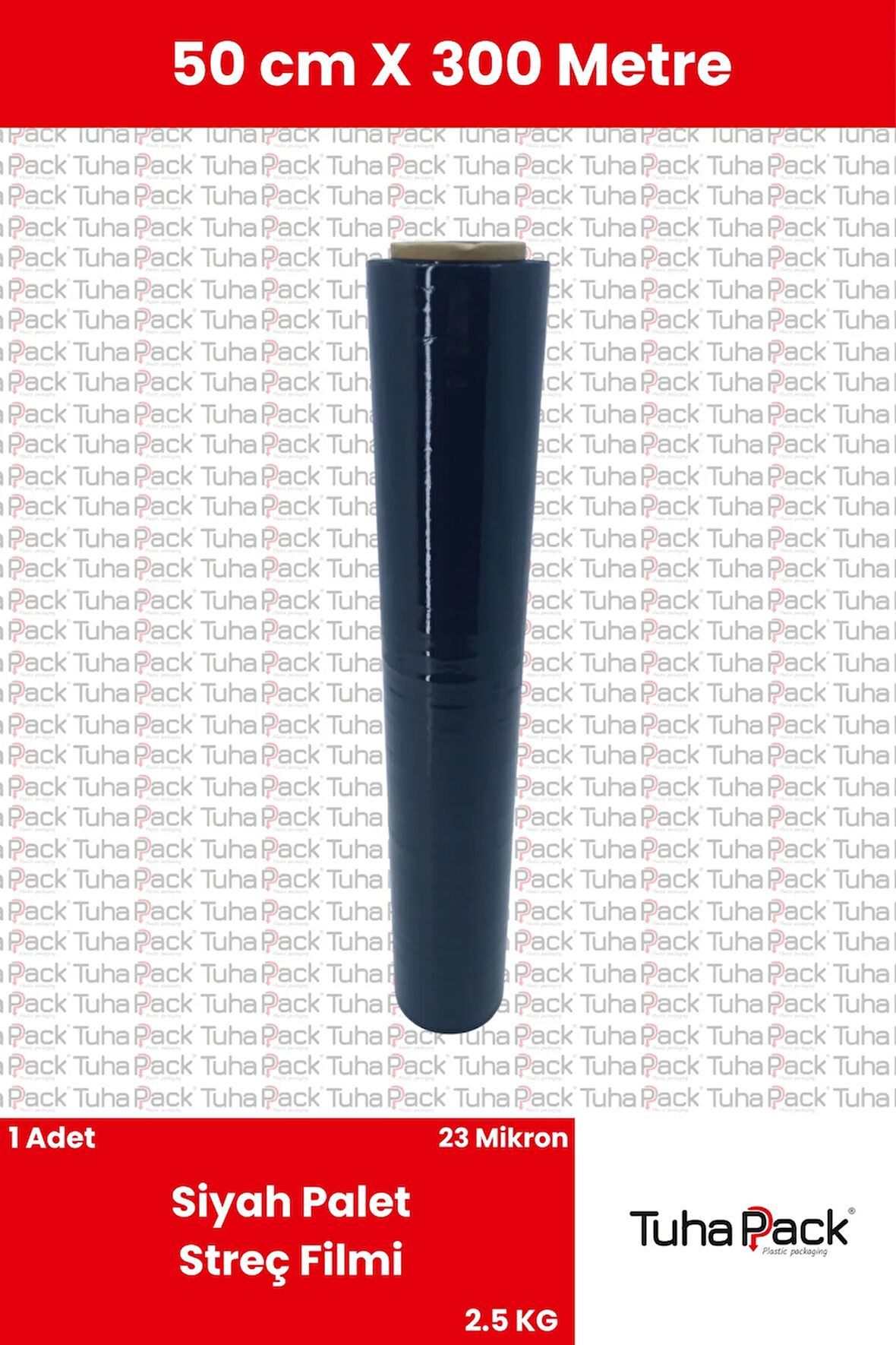 Streç Film 50cm X 300m 1 Adet, Siyah, 23 Mikron, 2500 Gr, Dayanıklı Eşya, Koli ve Palet Streci