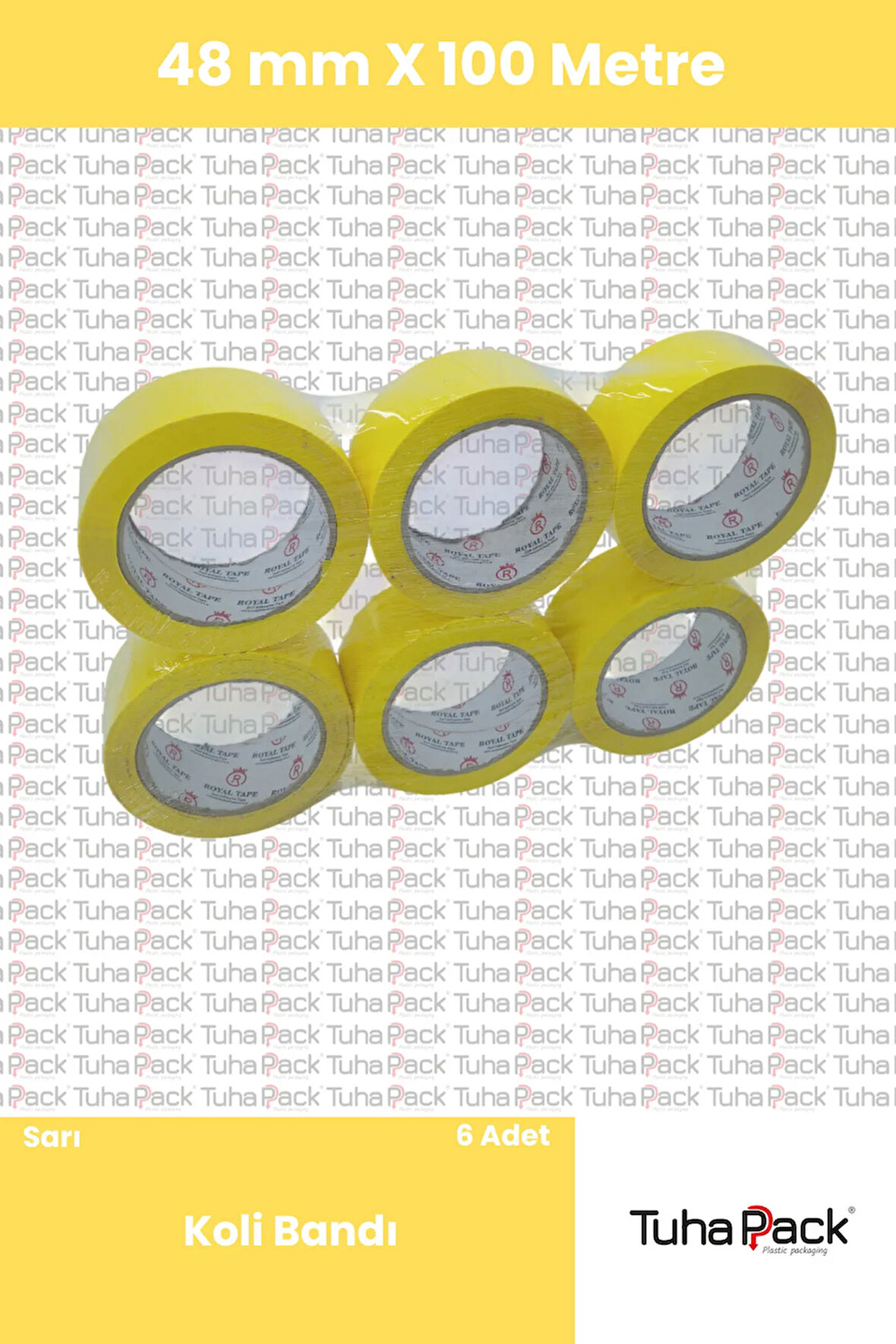 Sarı Koli Bandı 45mm X 100m (6 ADET) - Güçlü Yapışkanlı Koli Bandı