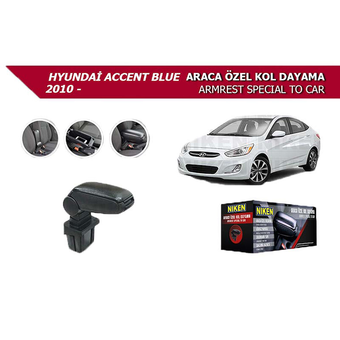 Hyundai Accent Blue 2010 Araca Özel Kol Dayama Siyah