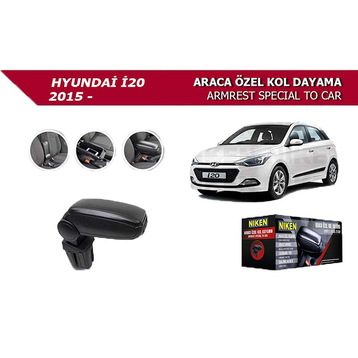 Hyundai İ20 2015- Araca Özel Kol Dayama Siyah