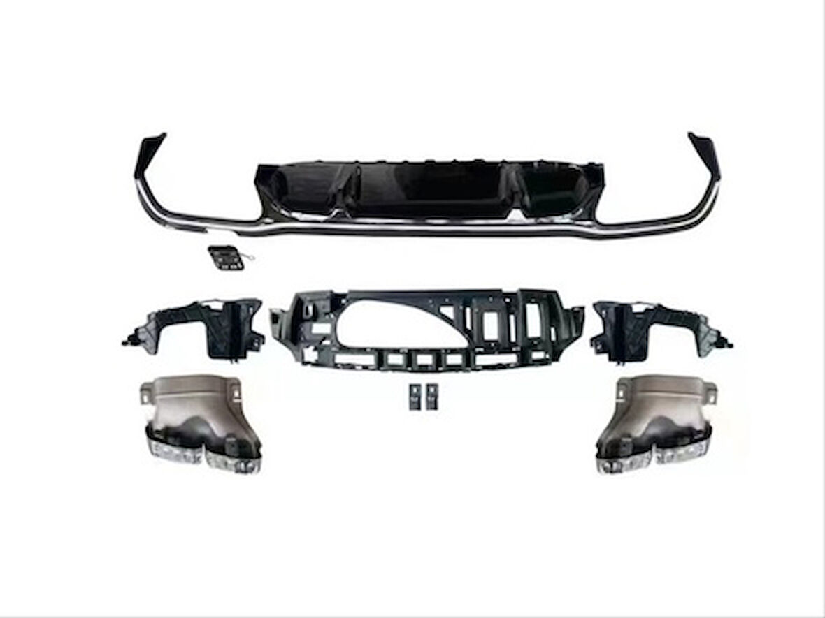 Mercedes W213 E Serisi 2021+ E63 Uyumlu Difüzör Ve Siyah Egzoz Seti (Amg Sedan)