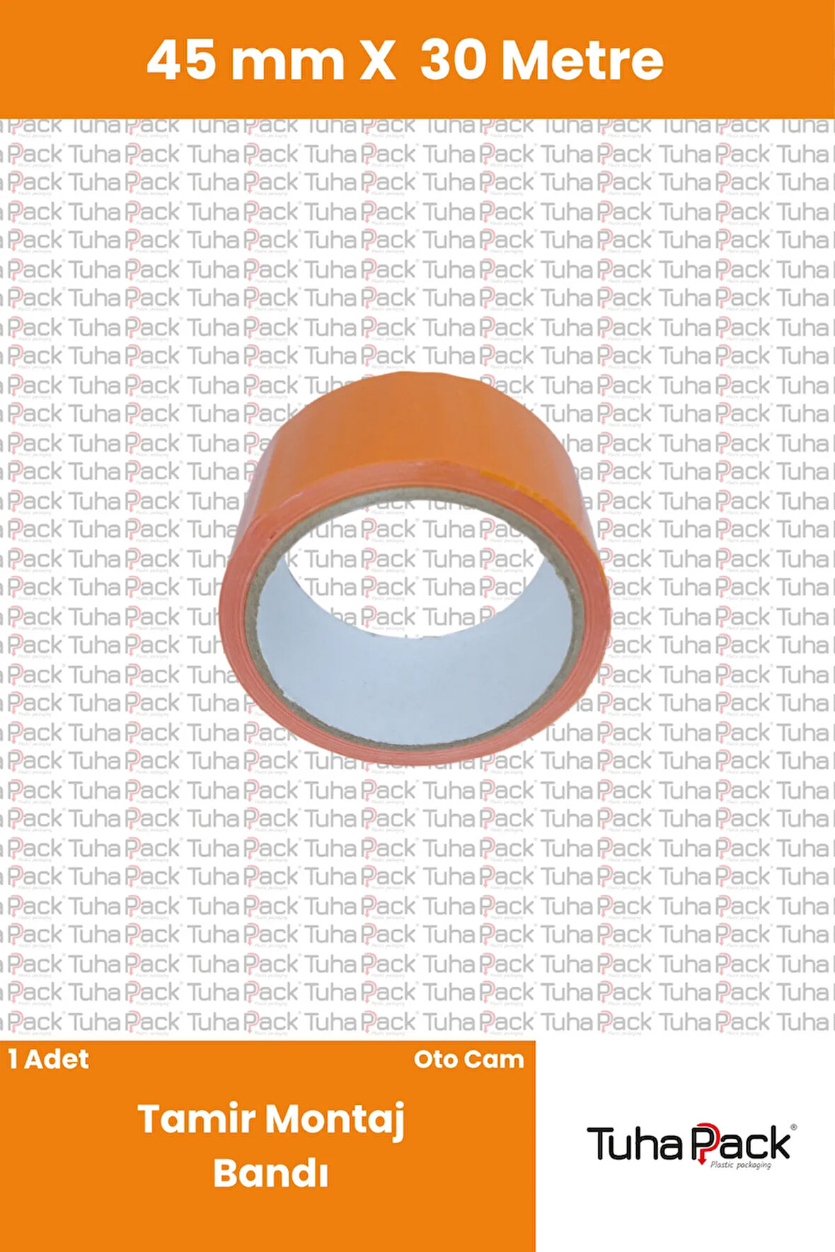 Tamir ve Montaj Bandı 45mm X 30m Turuncu (1 Adet) - Oto Cam Sabitleme ve Çok Amaçlı Güçlü Bant