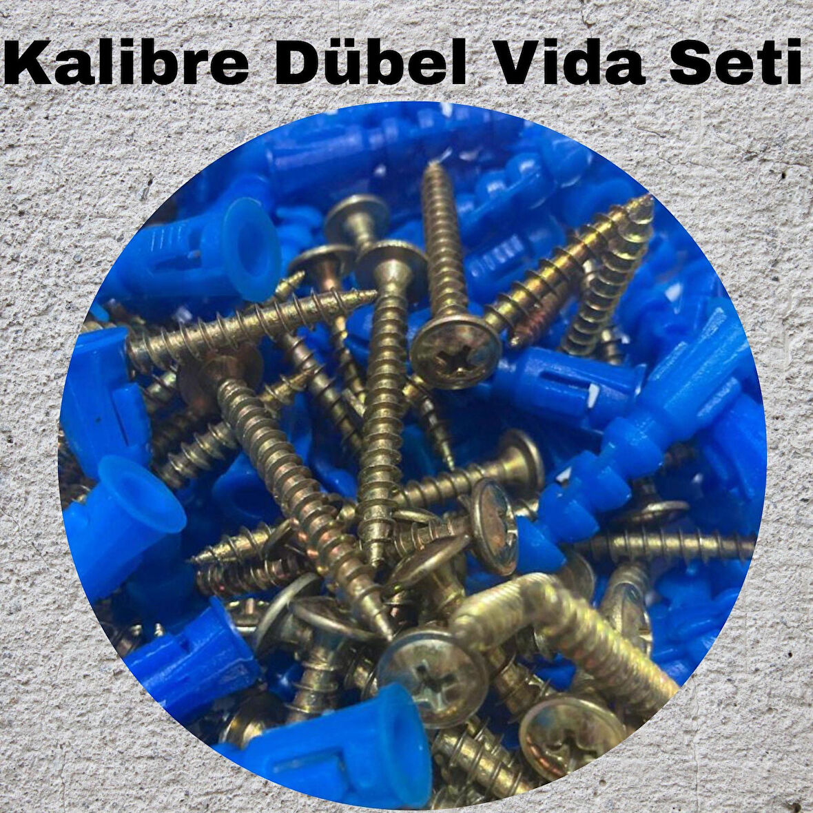 Kalibreli Dübel ve Vida Seti 100 Adet – Pul Başlı, 8mm Dübel